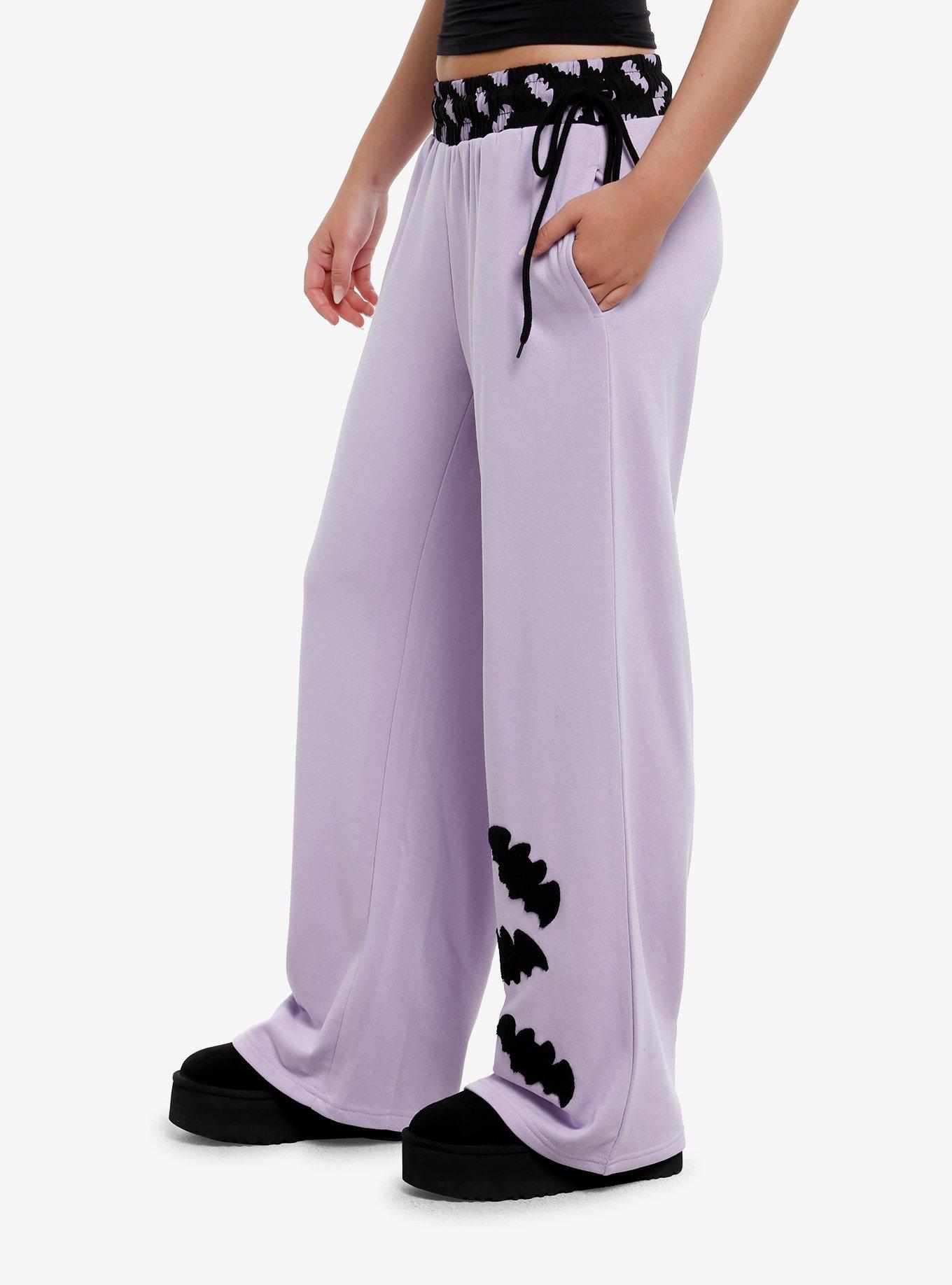 Sweet Society Lavender & Black Bats Wide Leg Lounge Pants, BLACK, alternate