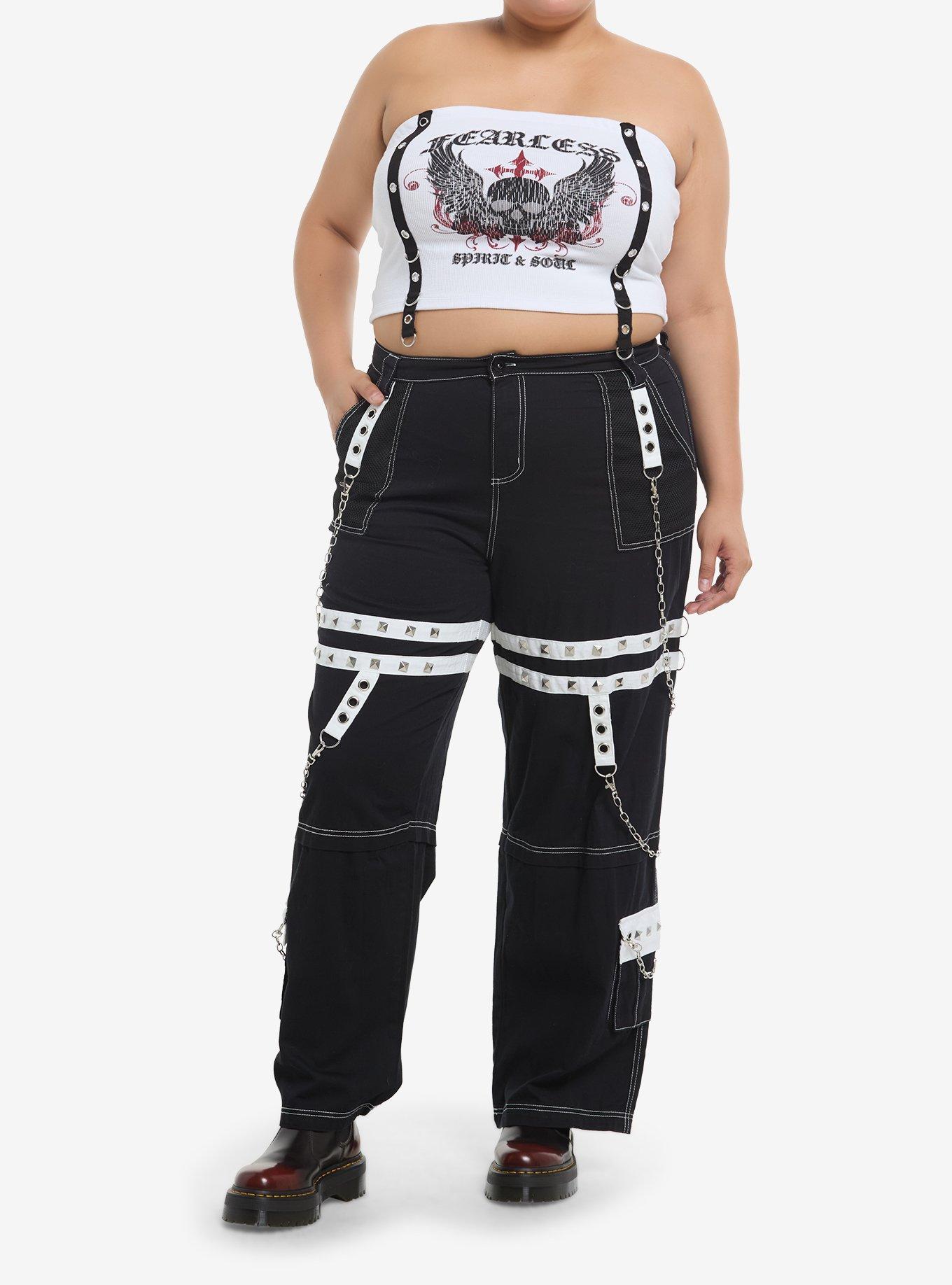 Fearless Skull Grommet Tape Tube Top Plus Size, , hi-res