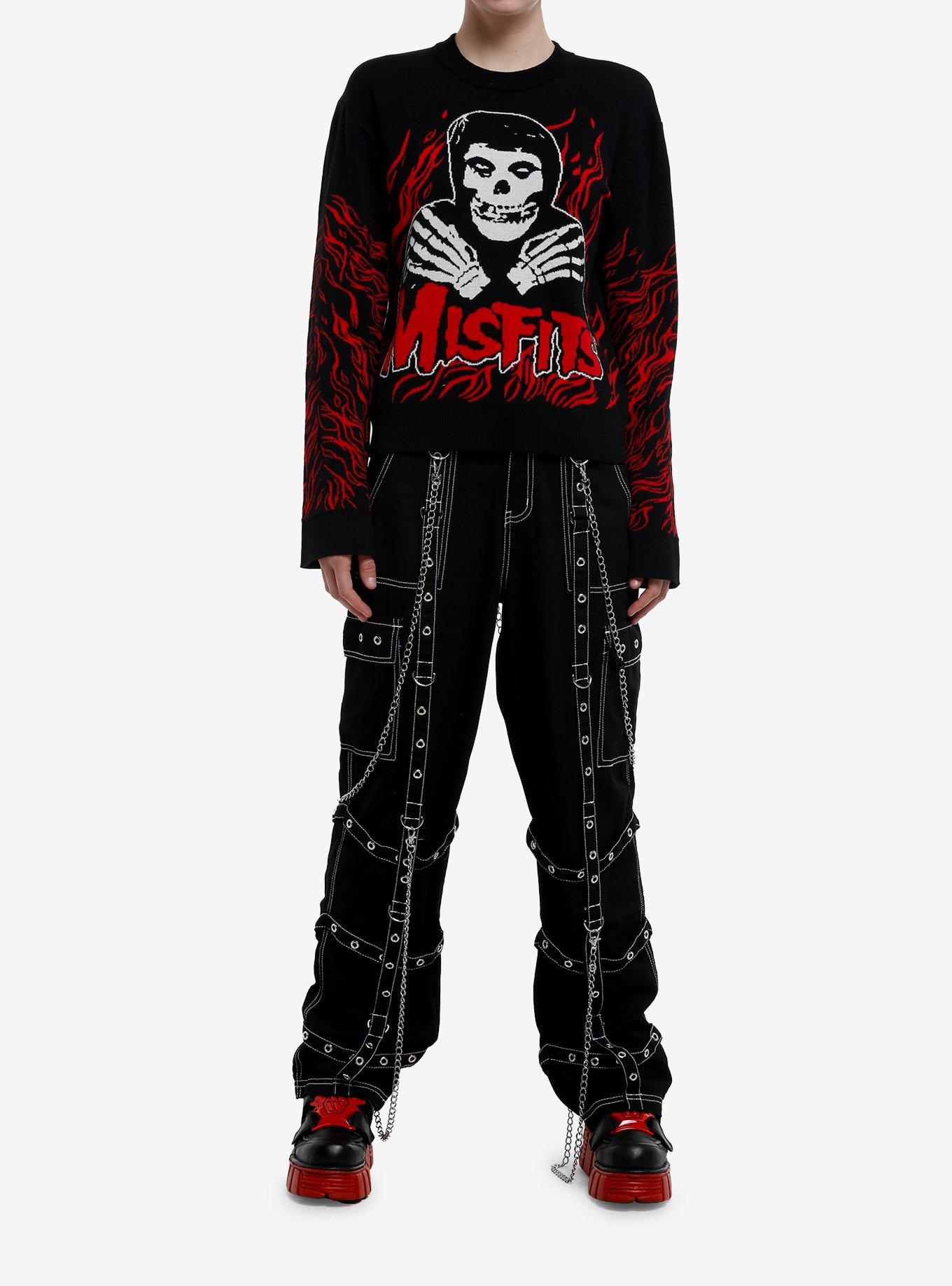 Misfits Crimson Ghost Flames Bell-Sleeve Girls Sweater, , hi-res