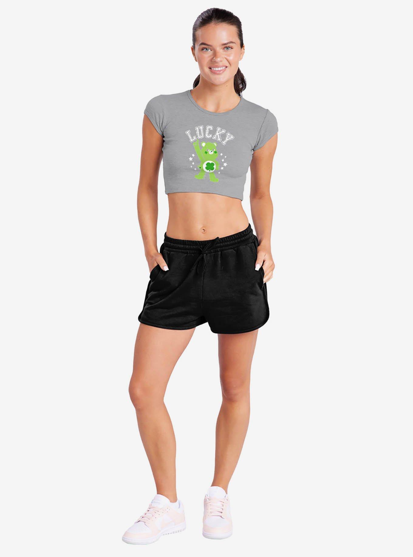 Care Bears Good Luck Bear Lucky Cap Sleeve Baby Rib Girls Crop Top Grey, , hi-res