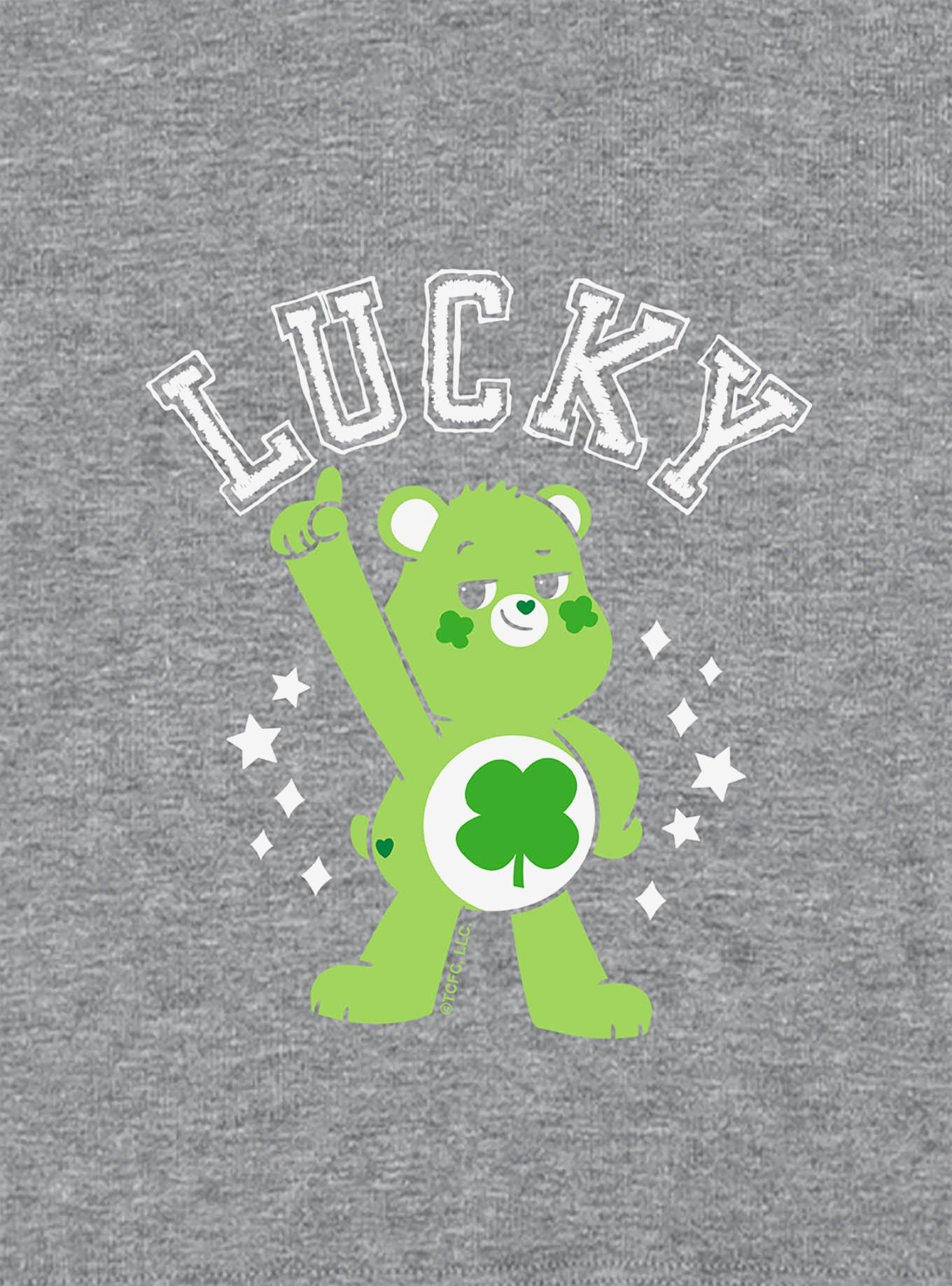 Care Bears Good Luck Bear Lucky Cap Sleeve Baby Rib Girls Crop Top Grey, ATHLETIC HEATHER, alternate