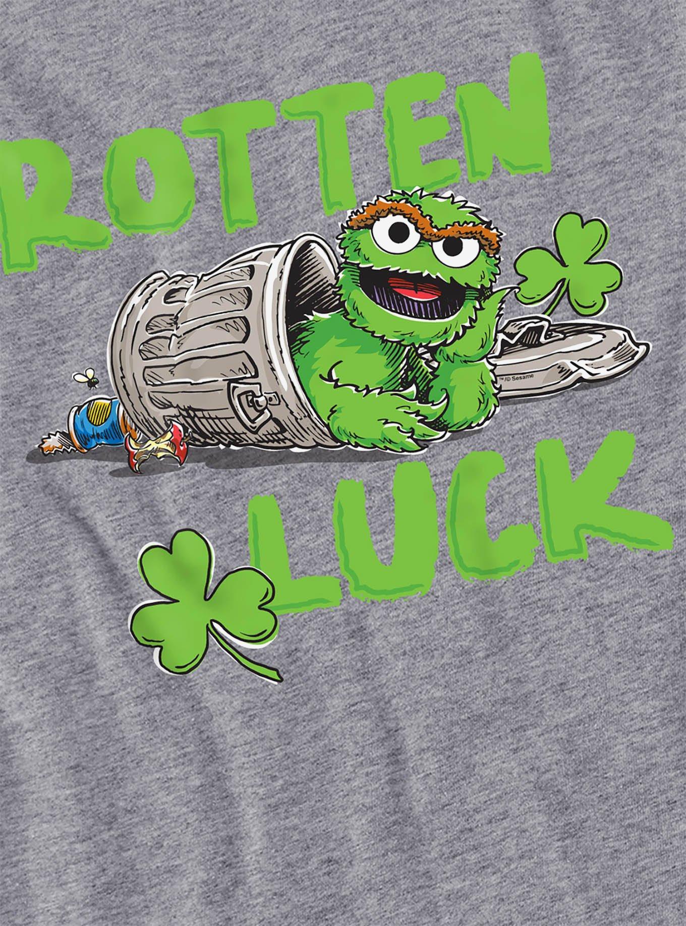 Sesame Street Oscar Rotten Luck Women's Crop Top Grey, ATHLETIC HEATHER, alternate