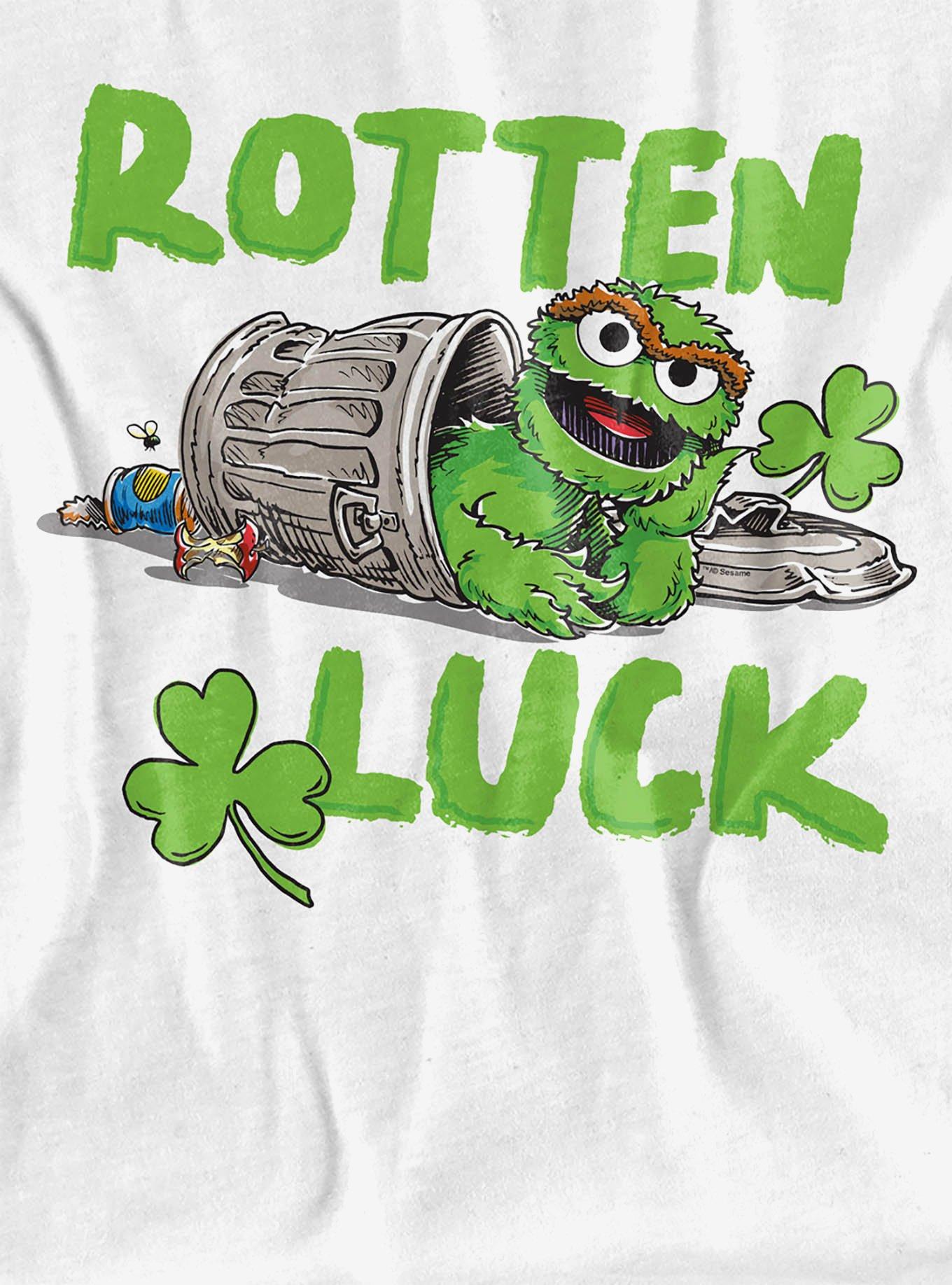 Sesame Street Oscar Rotten Luck Women's Crop Top White, BRIGHT WHITE, alternate