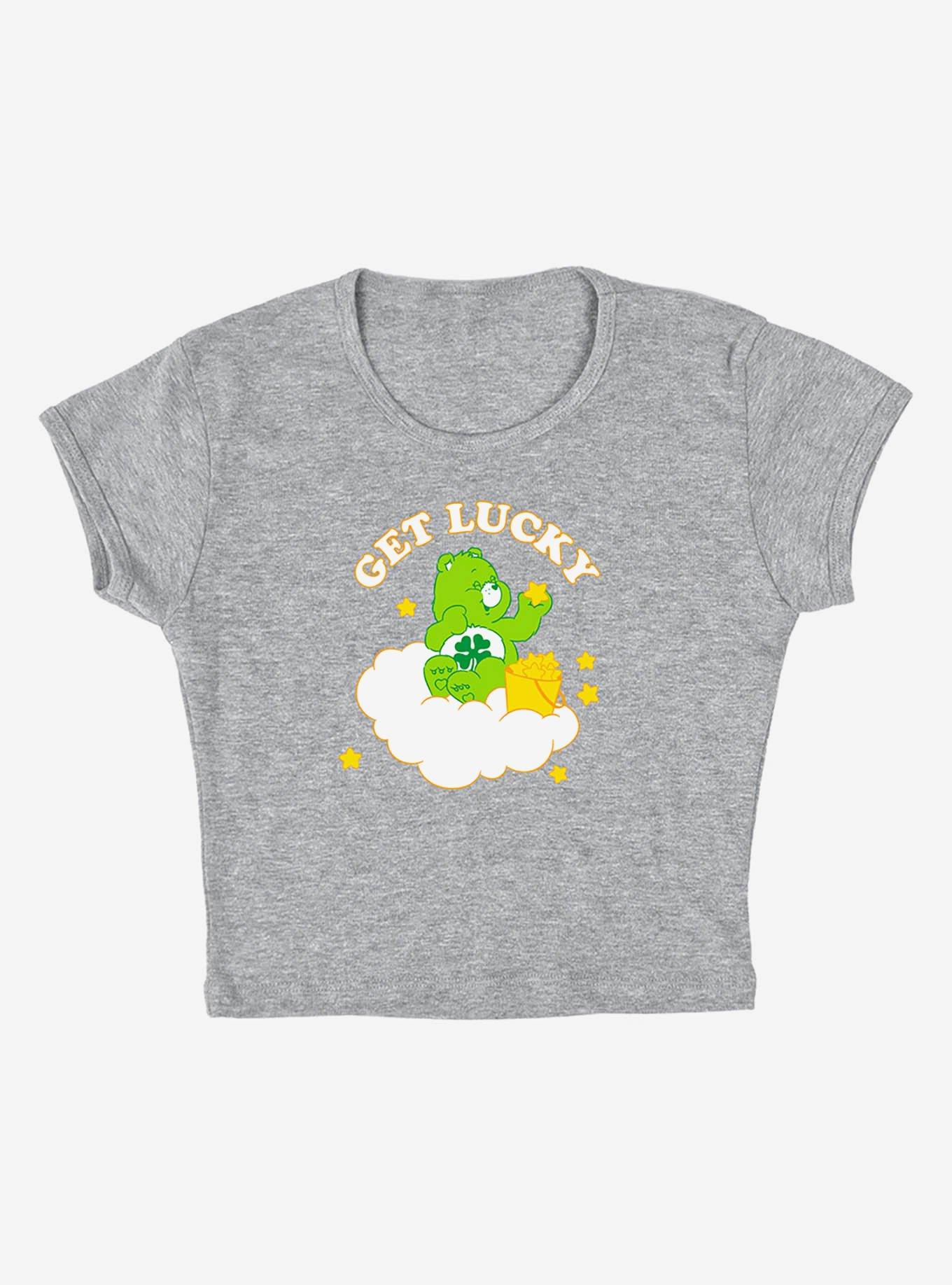 Care Bears Get Lucky Cap Sleeve Baby Rib Women's Crop Top Grey, ATHLETIC HEATHER, alternate