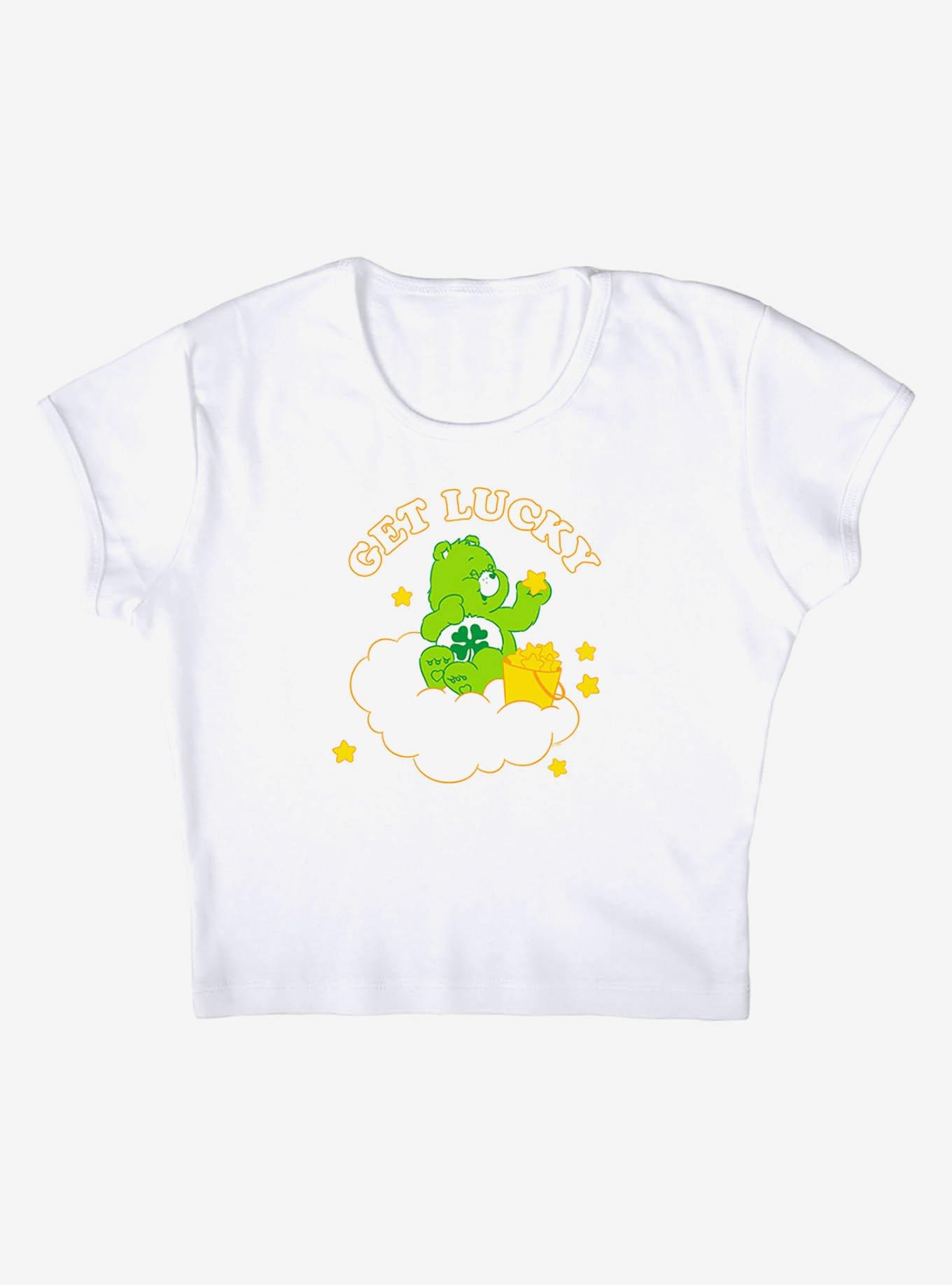 Care Bears Get Lucky Cap Sleeve Baby Rib Women's Crop Top White, BRIGHT WHITE, alternate