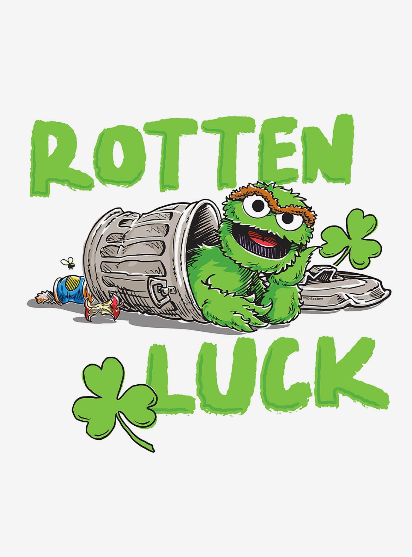 Sesame Street Oscar Rotten Luck Cap Sleeve Baby Rib Women's Crop Top White, BRIGHT WHITE, alternate