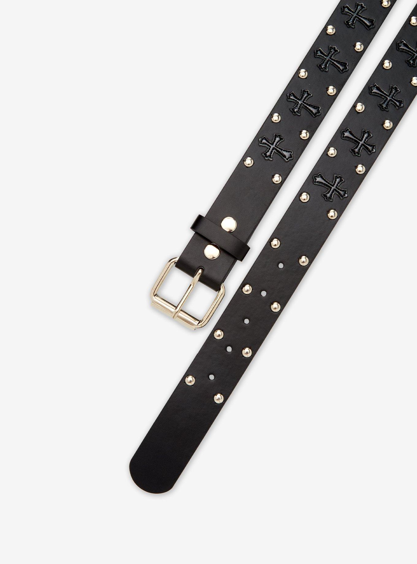 Black Cross Patch Stud Belt, MULTI, alternate