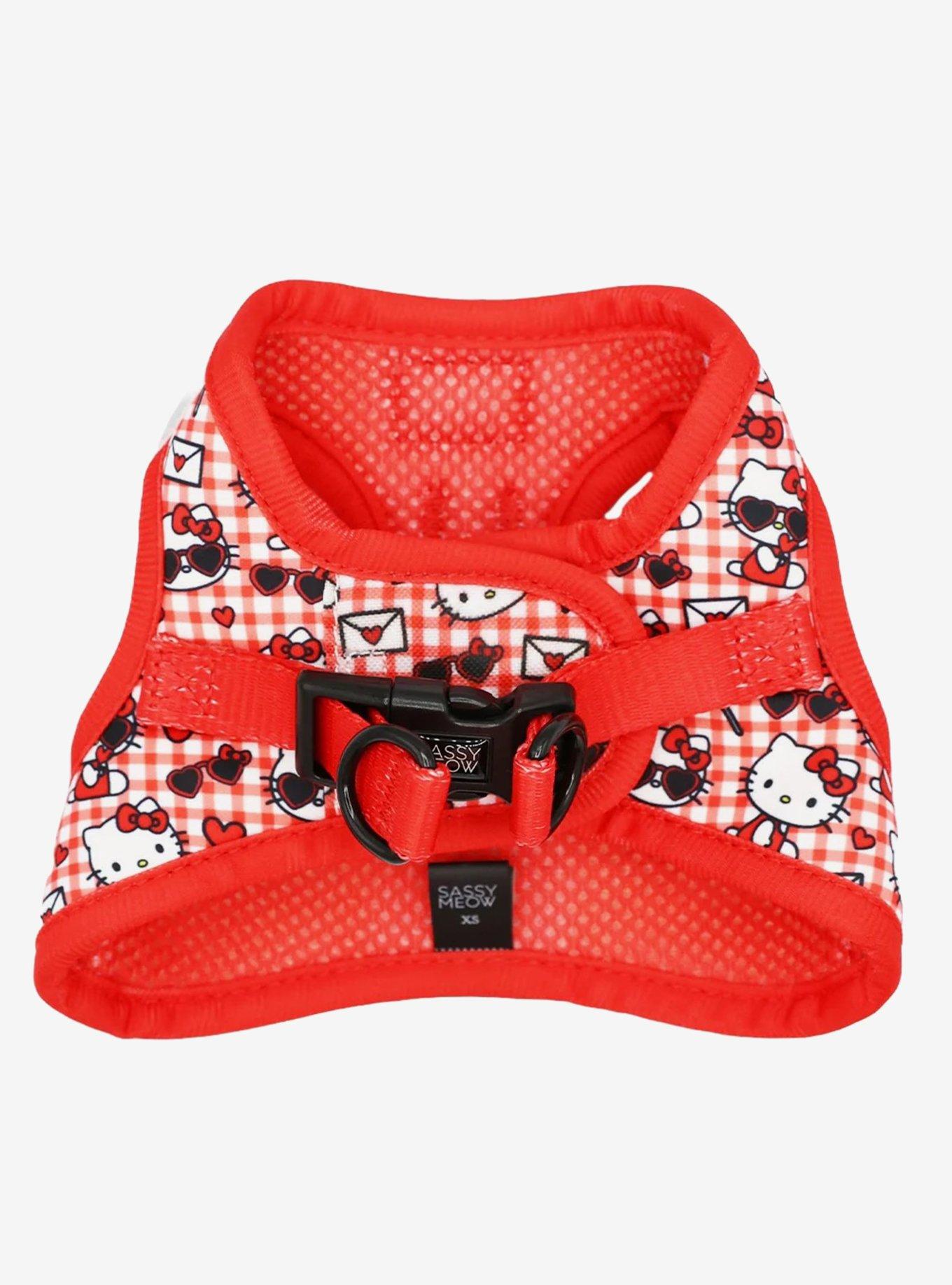 Sassy Meow Sanrio Hello Kitty Gingham Medium Cat Harness, , hi-res