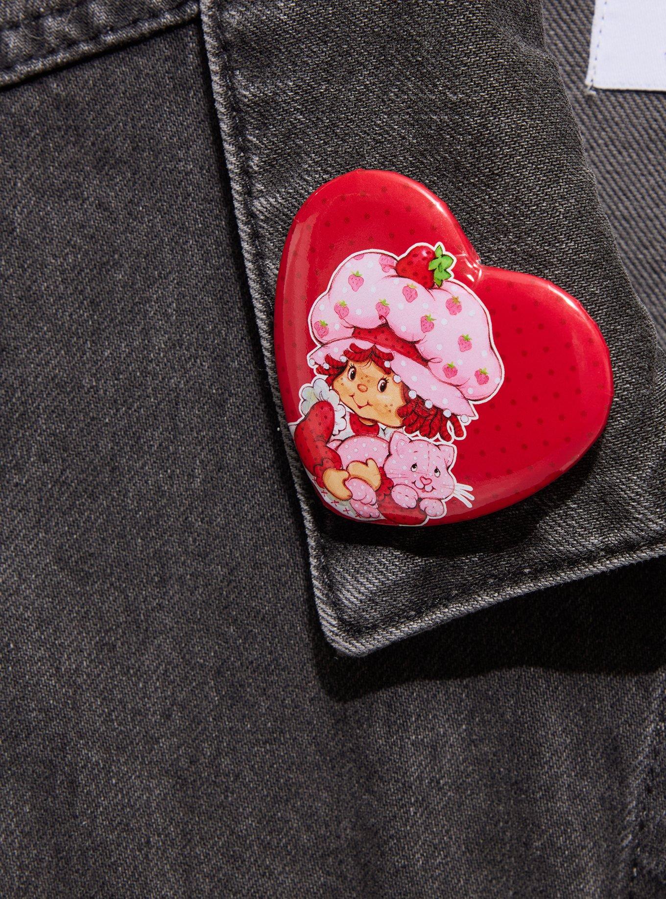 Strawberry Shortcake Custard & Strawberry Heart Button Pin, , alternate