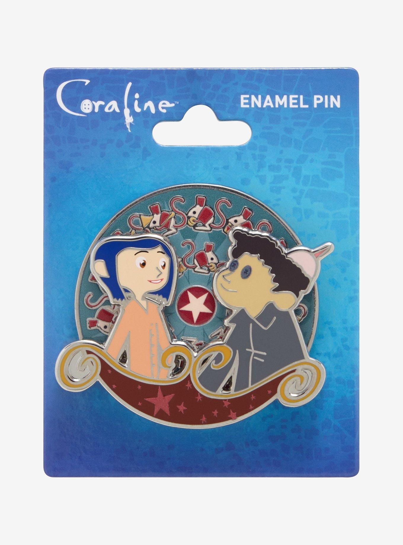 Coraline Wybie & Coraline Circus Spinning Enamel Pin — BoxLunch Exclusive, , hi-res
