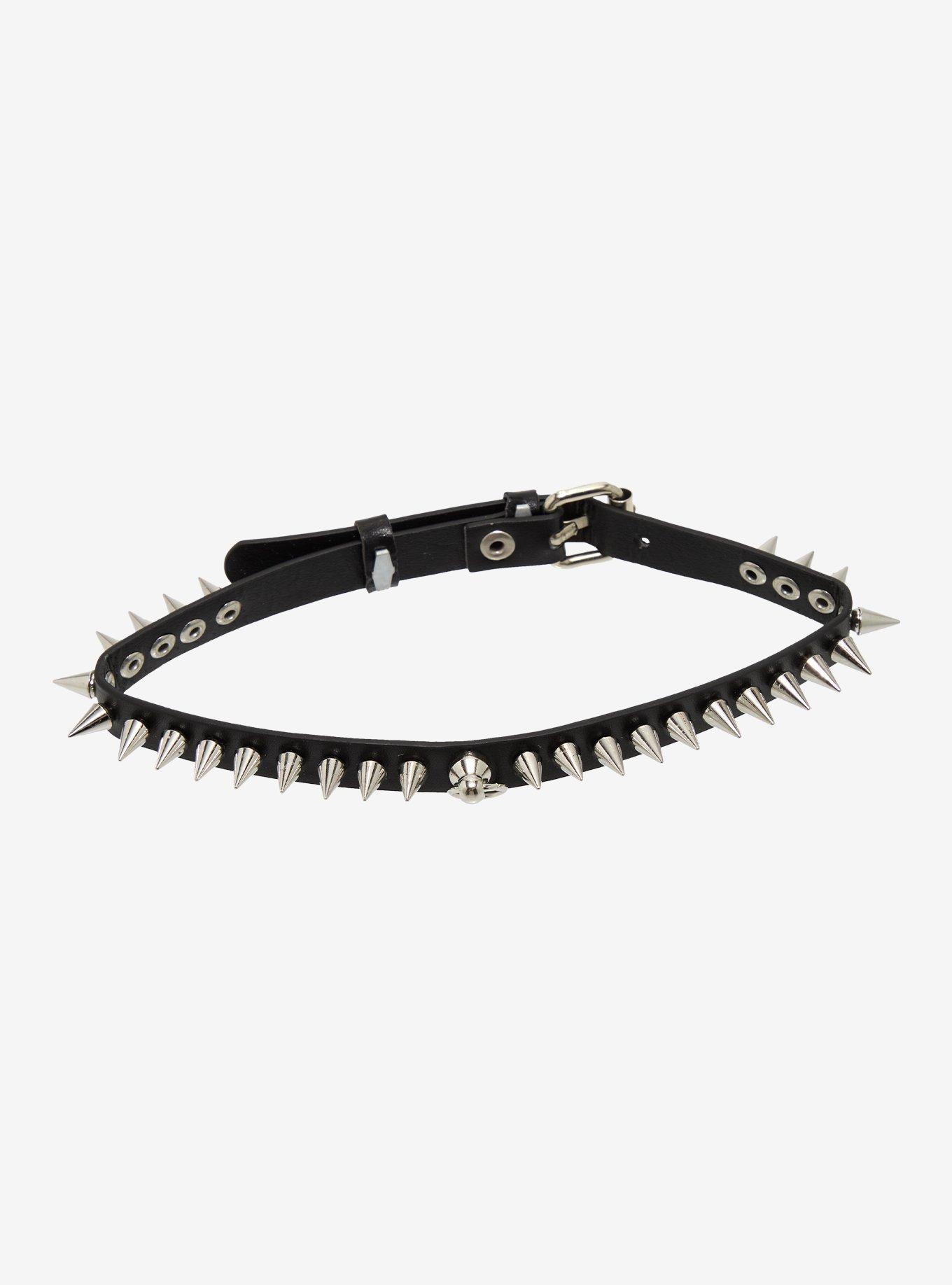 Mini Spike O-Ring Faux Leather Choker, , alternate