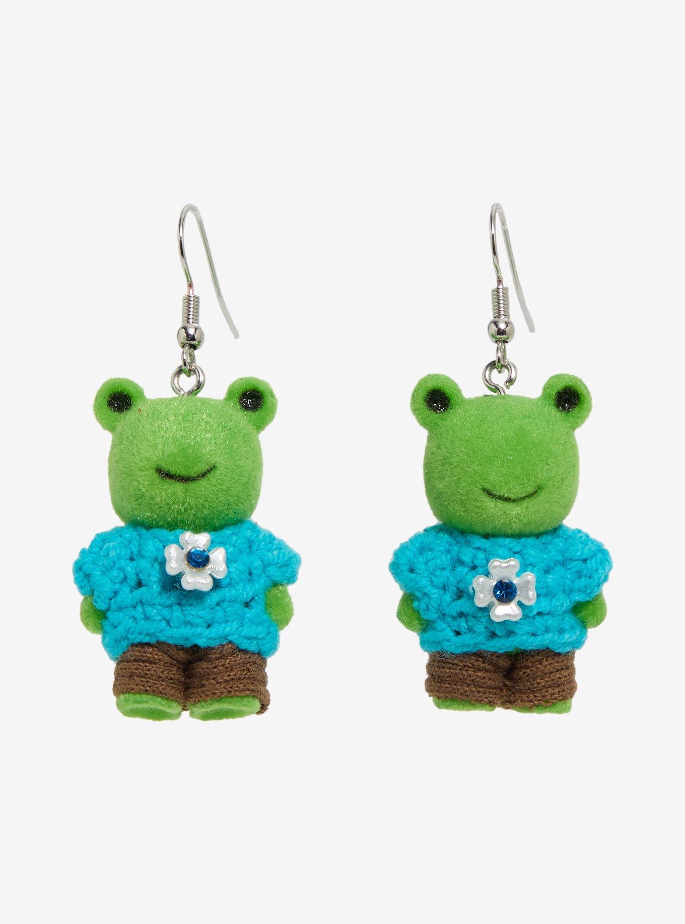 Thorn & Fable Sweater Frog Figural Earrings, , hi-res