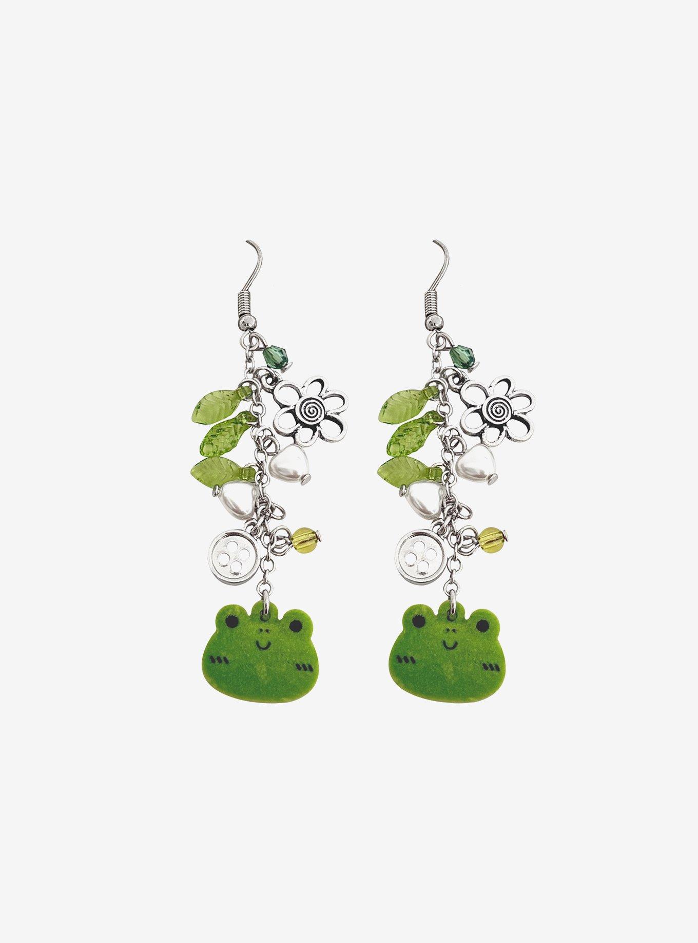 Thorn & Fable Happy Frog Drop Earrings, , hi-res