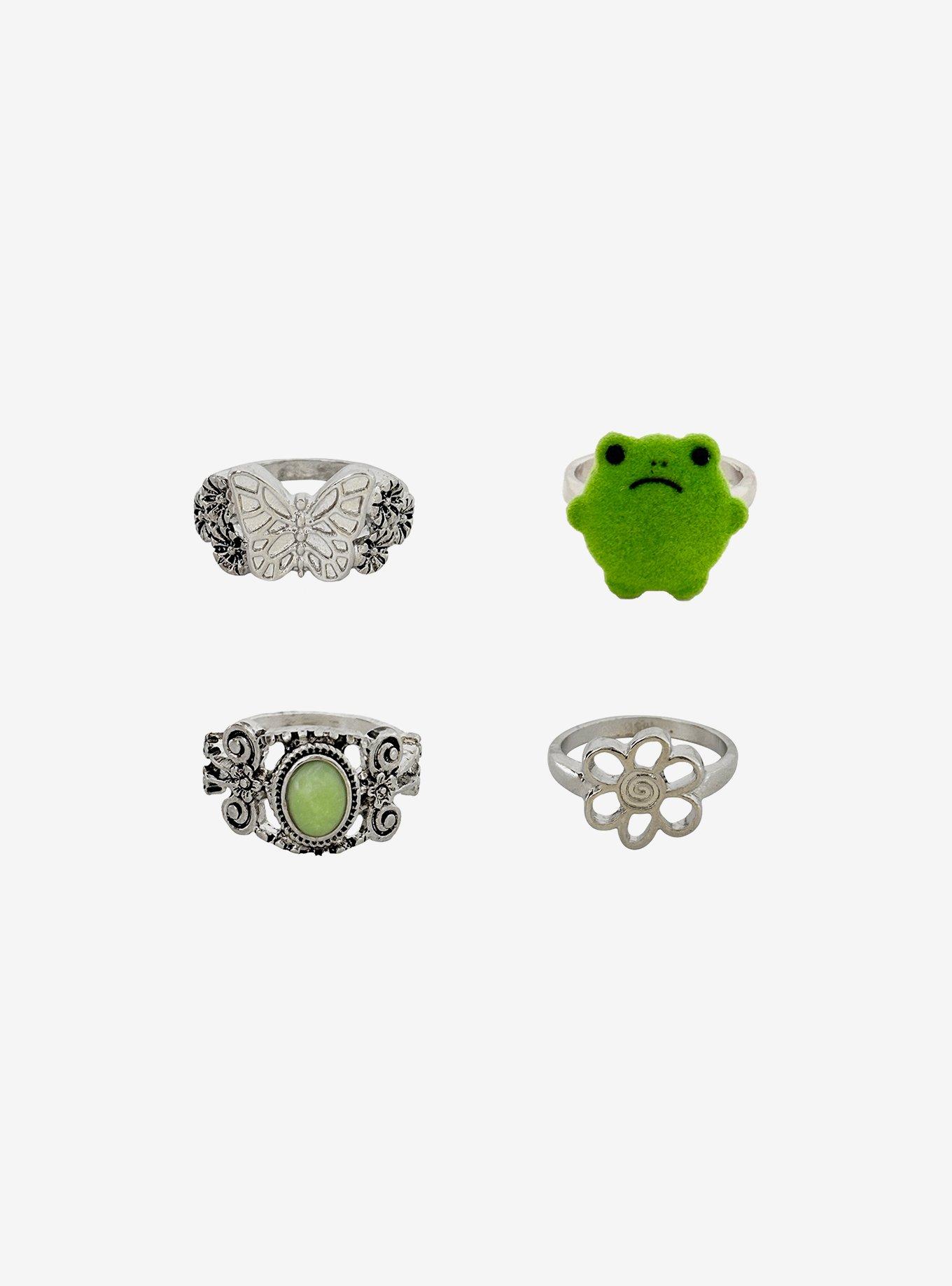 Thorn & Fable Frog Flower Ring Set, , hi-res