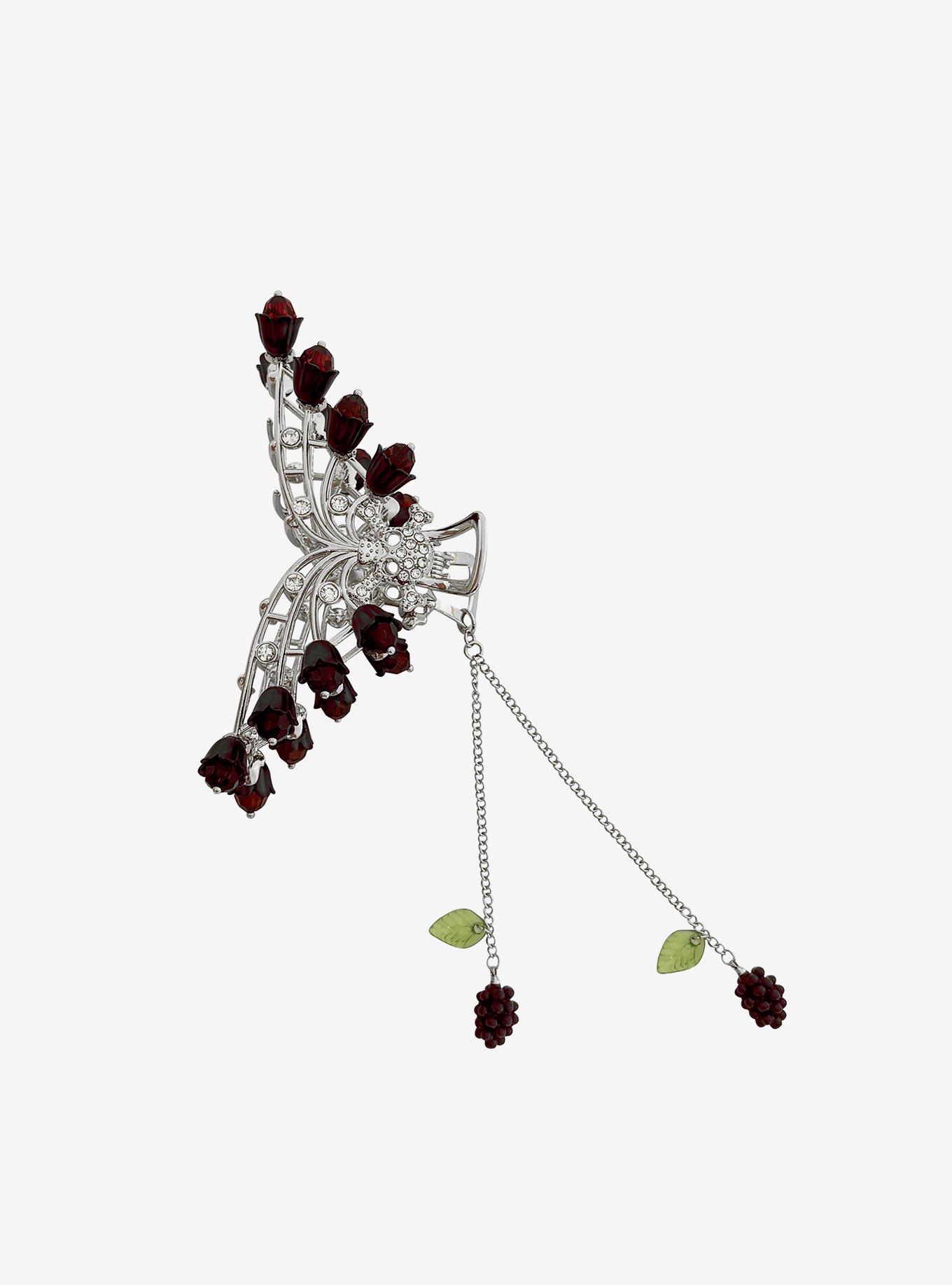 Thorn & Fable Dark Flowers & Jewels Claw Hair Clip, , hi-res
