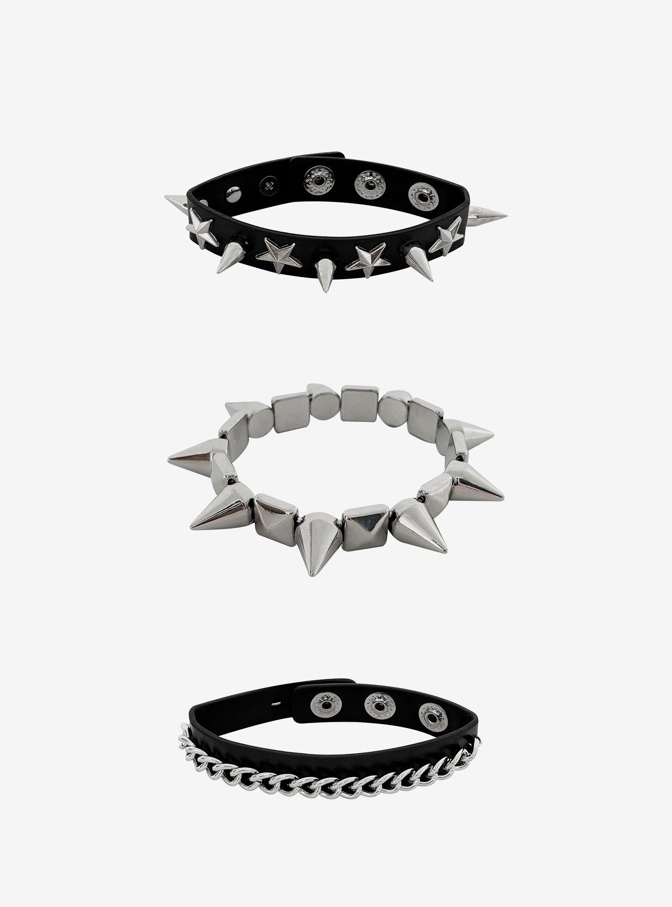 Spike Stud Chain Bracelet Set, , hi-res