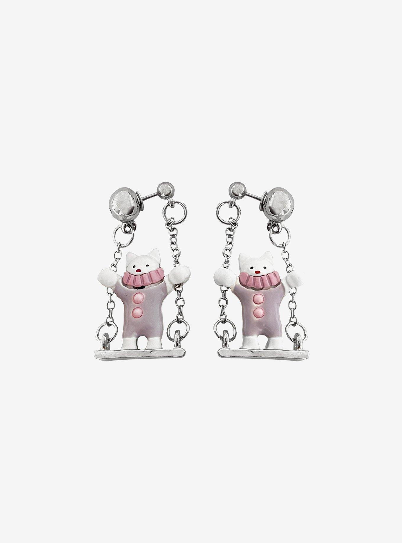 Sweet Society Swinging Clown Cat Drop Earrings, , hi-res
