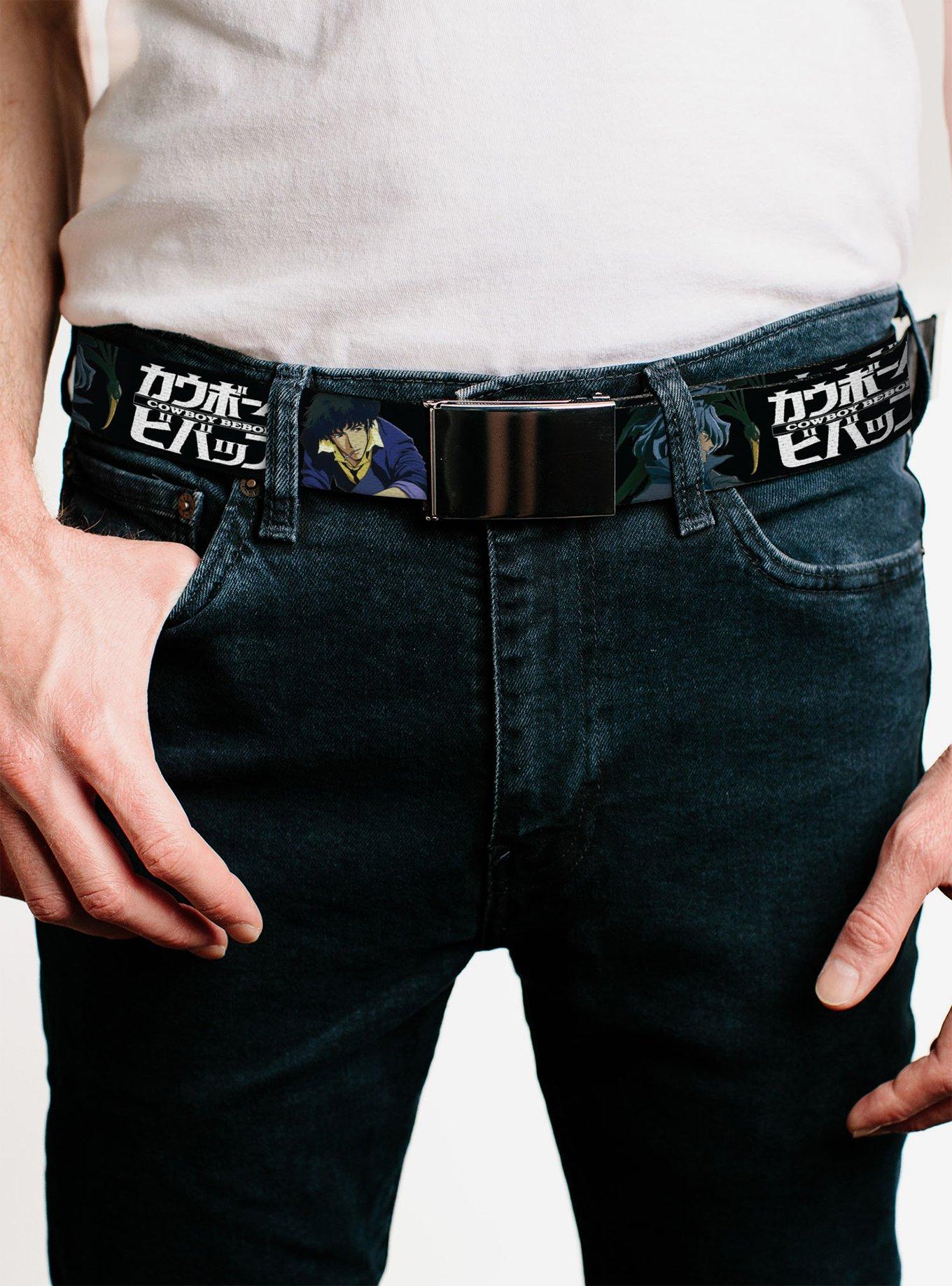 Cowboy Bebop Spike & Vicious Pose & Logo Black Blues Flip Web Belt, , hi-res