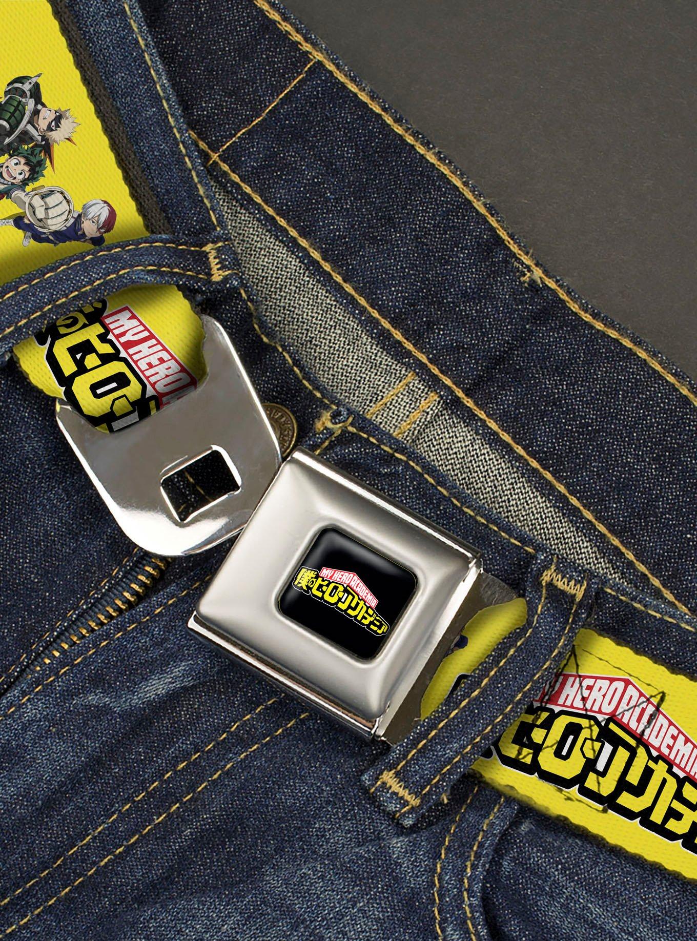 My Hero Academia Character Trio Pose & Title Logo Yellow Seatbelt Buckle Belt, , hi-res