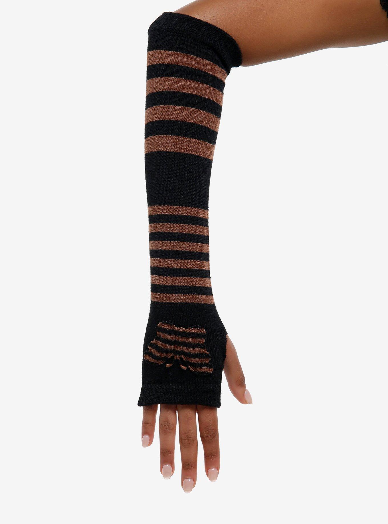Black & Brown Stripe Butterfly Arm Warmers, , alternate