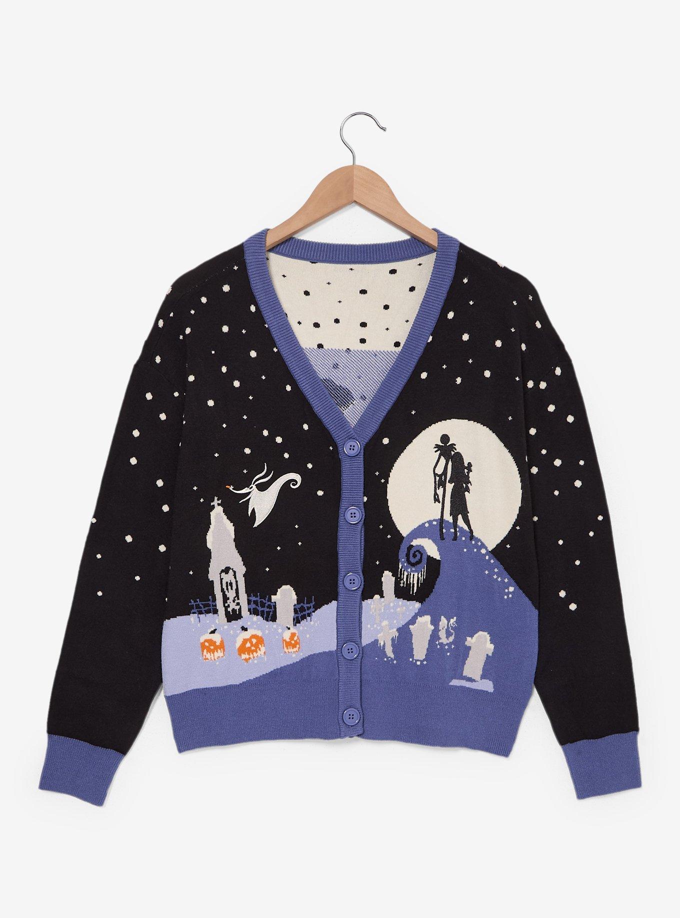 Disney The Nightmare Before Christmas Jack & Sally Snowy Night Scene Cardigan - BoxLunch Exclusive, , hi-res