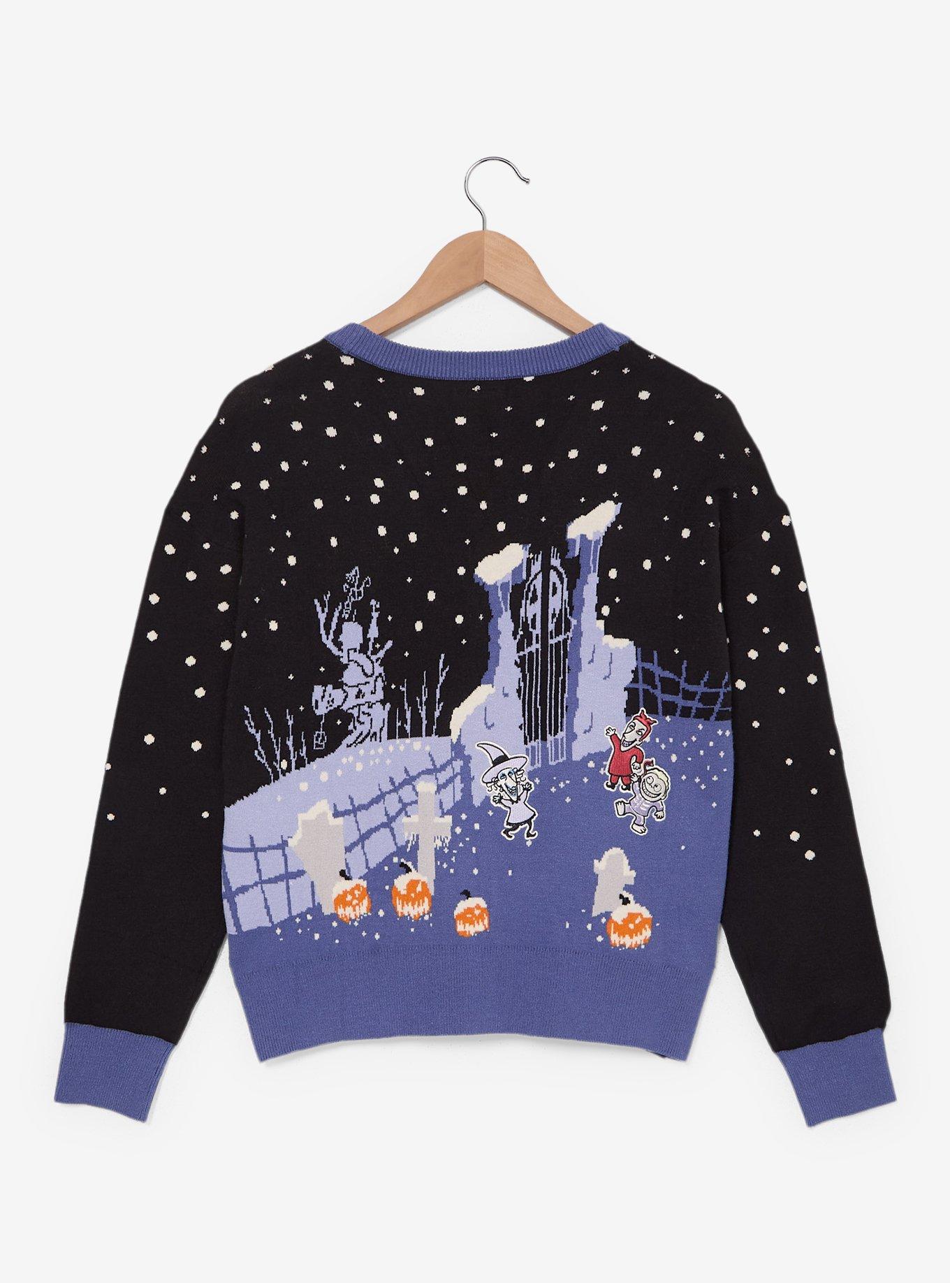 Disney The Nightmare Before Christmas Jack & Sally Snowy Night Scene Cardigan - BoxLunch Exclusive, BLACK, alternate