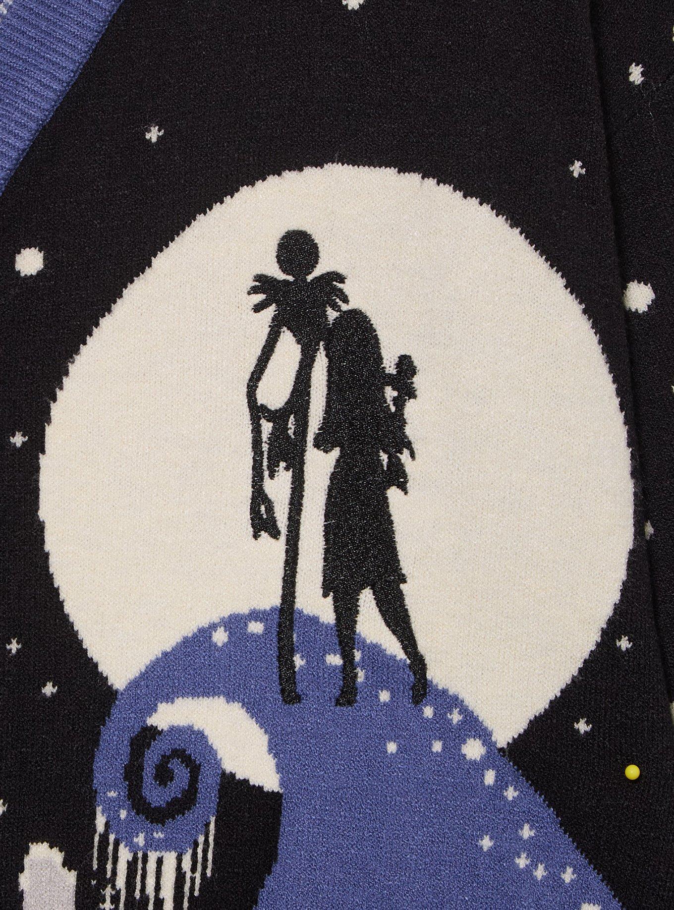 Disney The Nightmare Before Christmas Jack & Sally Snowy Night Scene Cardigan - BoxLunch Exclusive, BLACK, alternate