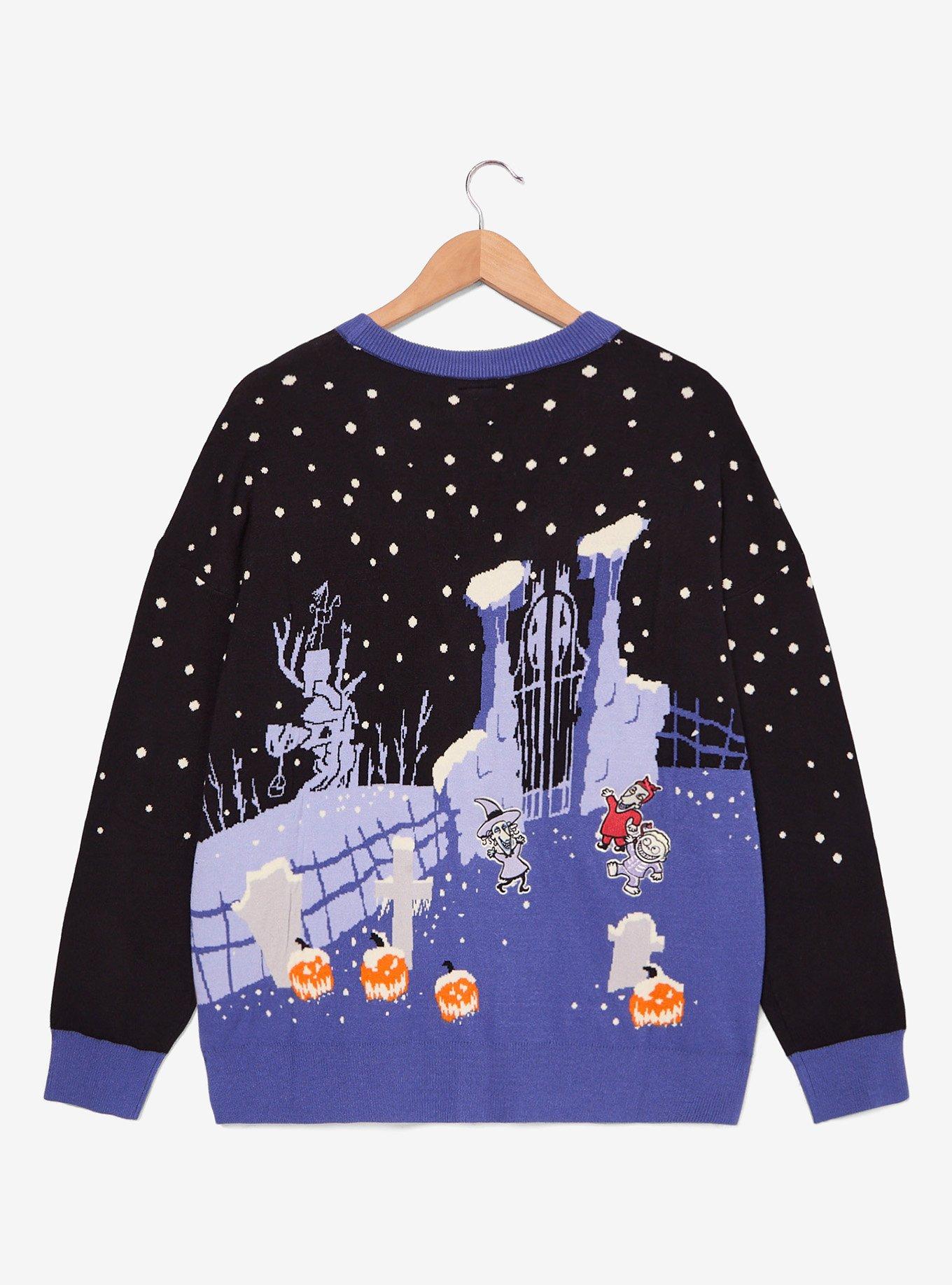 Disney The Nightmare Before Christmas Graveyard Snowy Scenic Women's Plus Size Cardigan — BoxLunch Exclusive, , hi-res