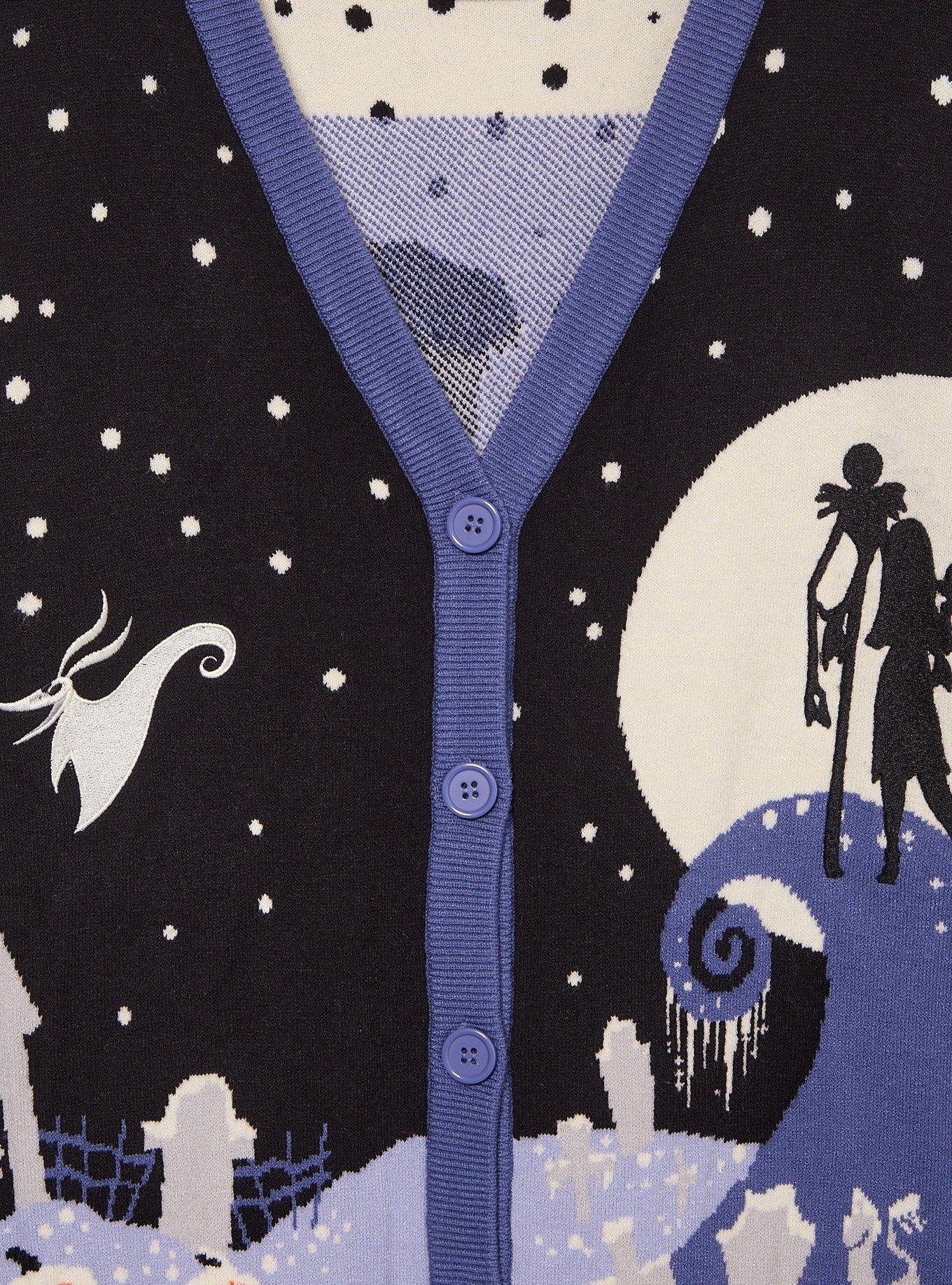 Disney The Nightmare Before Christmas Graveyard Snowy Scenic Women's Plus Size Cardigan &mdash; BoxLunch Exclusive, BLACK, alternate
