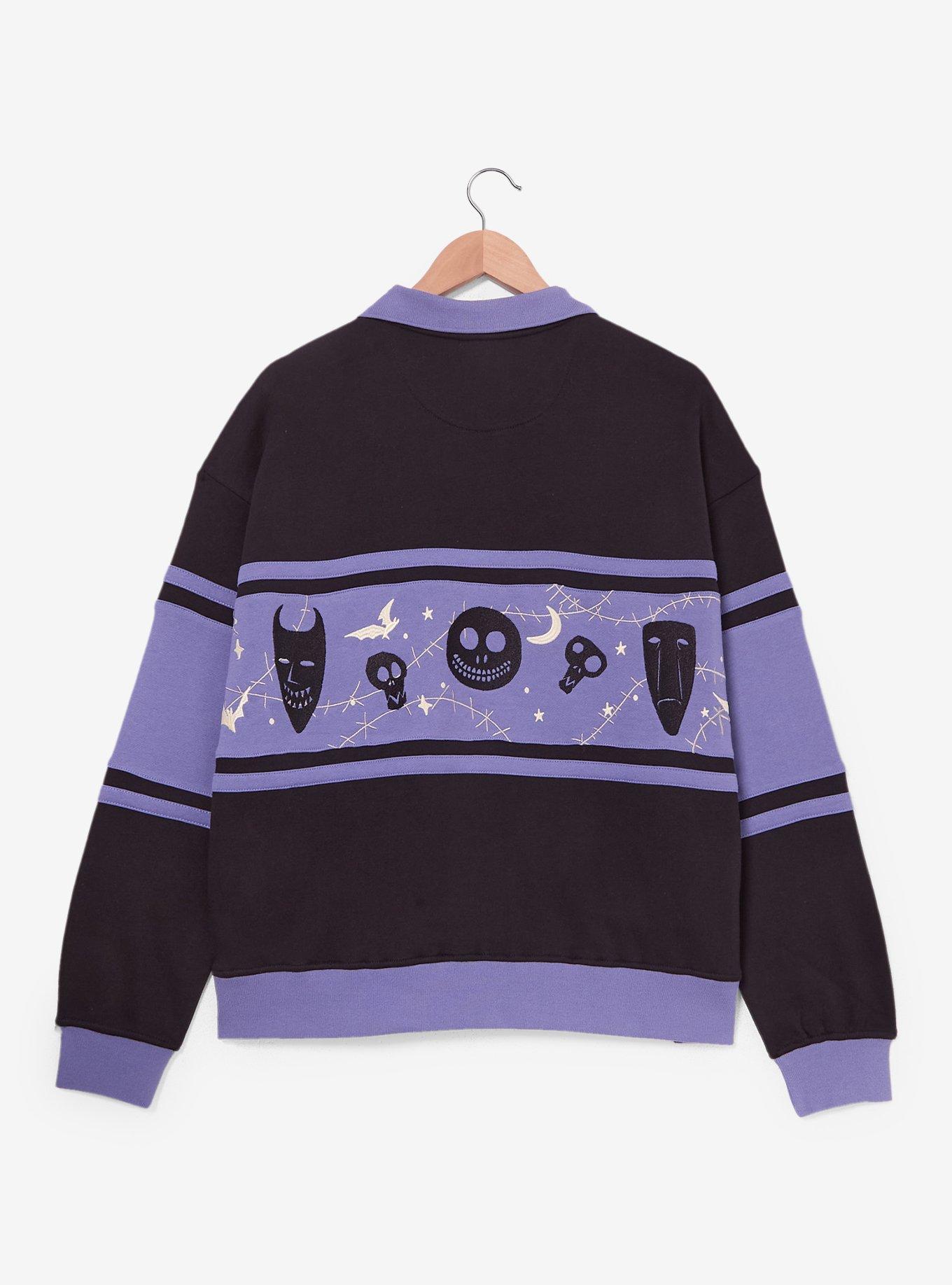 Disney The Nightmare Before Christmas Glow-in-the-Dark Women's Plus Size Quarter Zip Crewneck — BoxLunch Exclusive, , hi-res