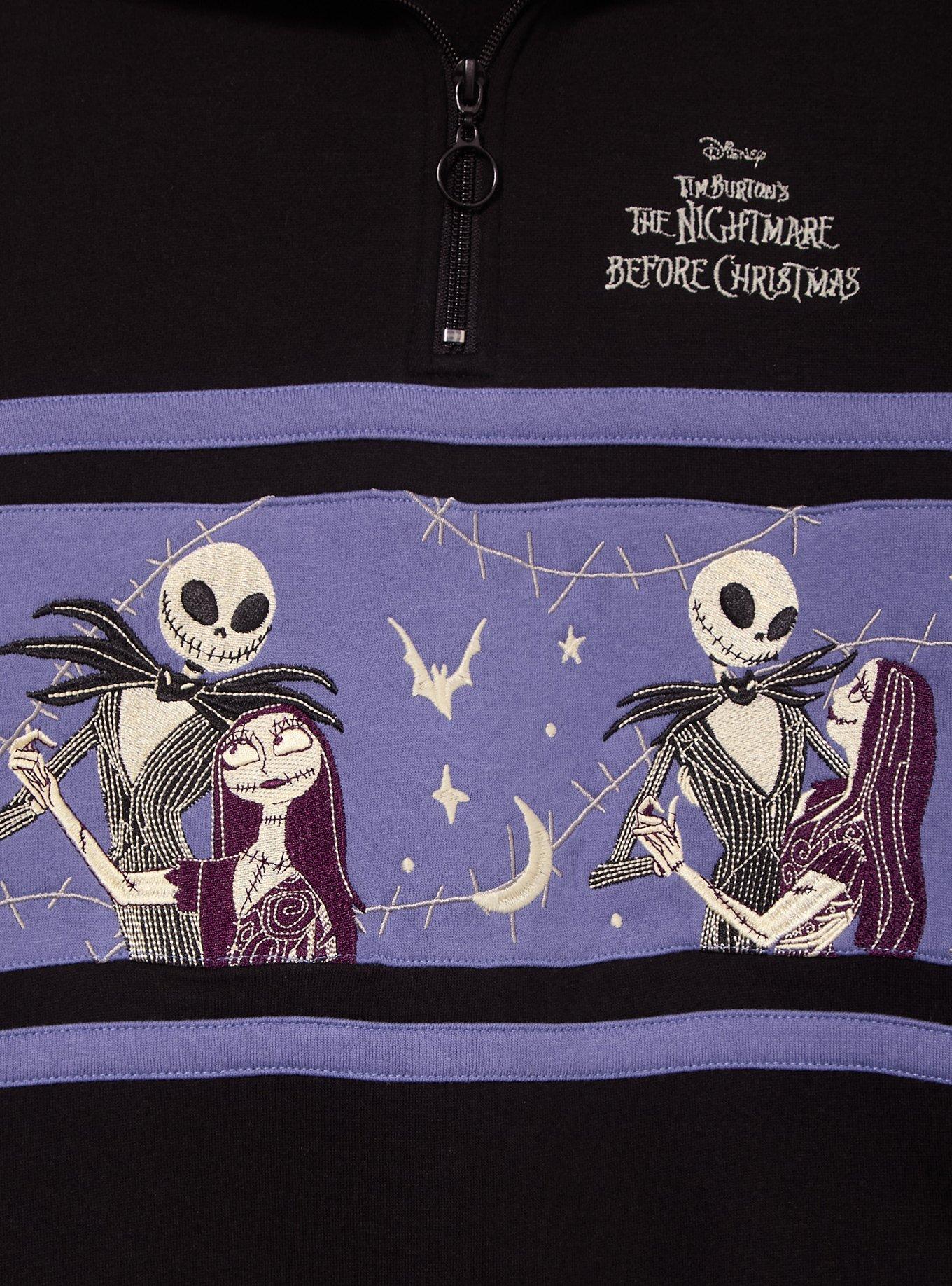 Disney The Nightmare Before Christmas Glow-in-the-Dark Women's Plus Size Quarter Zip Crewneck &mdash; BoxLunch Exclusive, BLACK, alternate