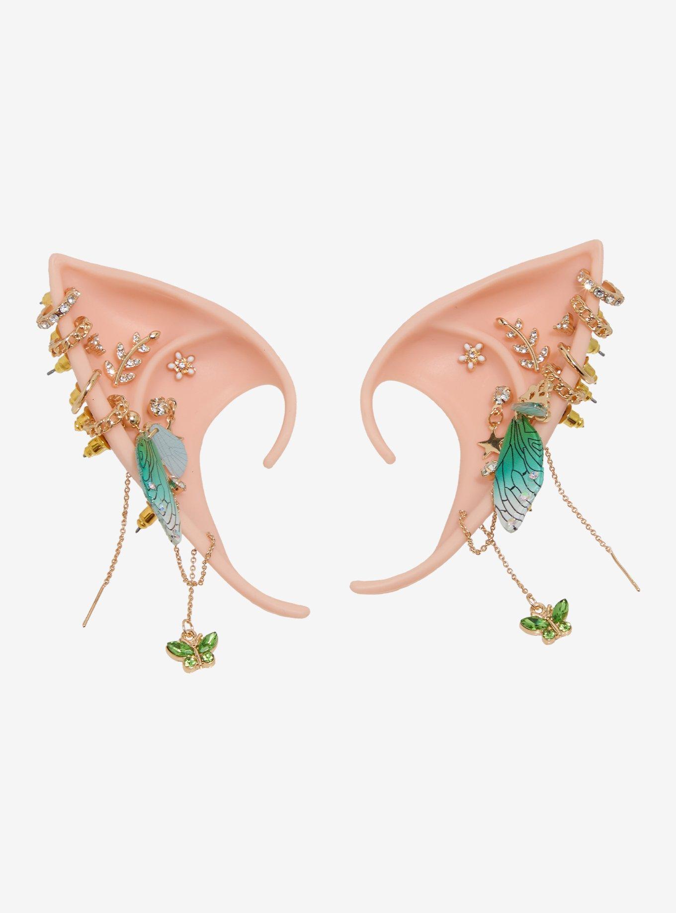 Thorn & Fable Butterfly Pierced Fairy Molded Ear Cuffs, , hi-res