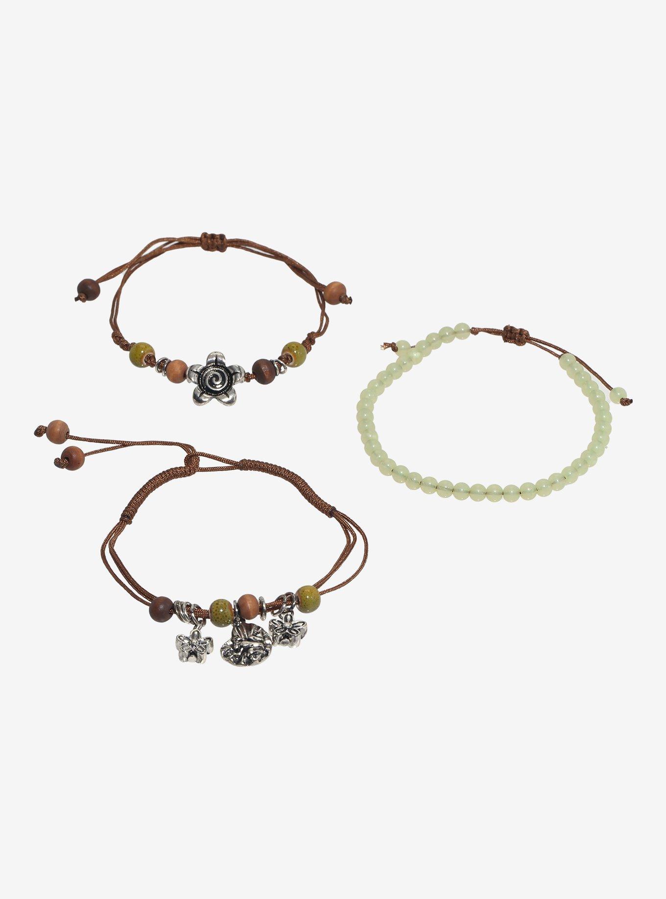Thorn & Fable Cottagecore Flower Butterfly Cord Bracelet Set, , hi-res