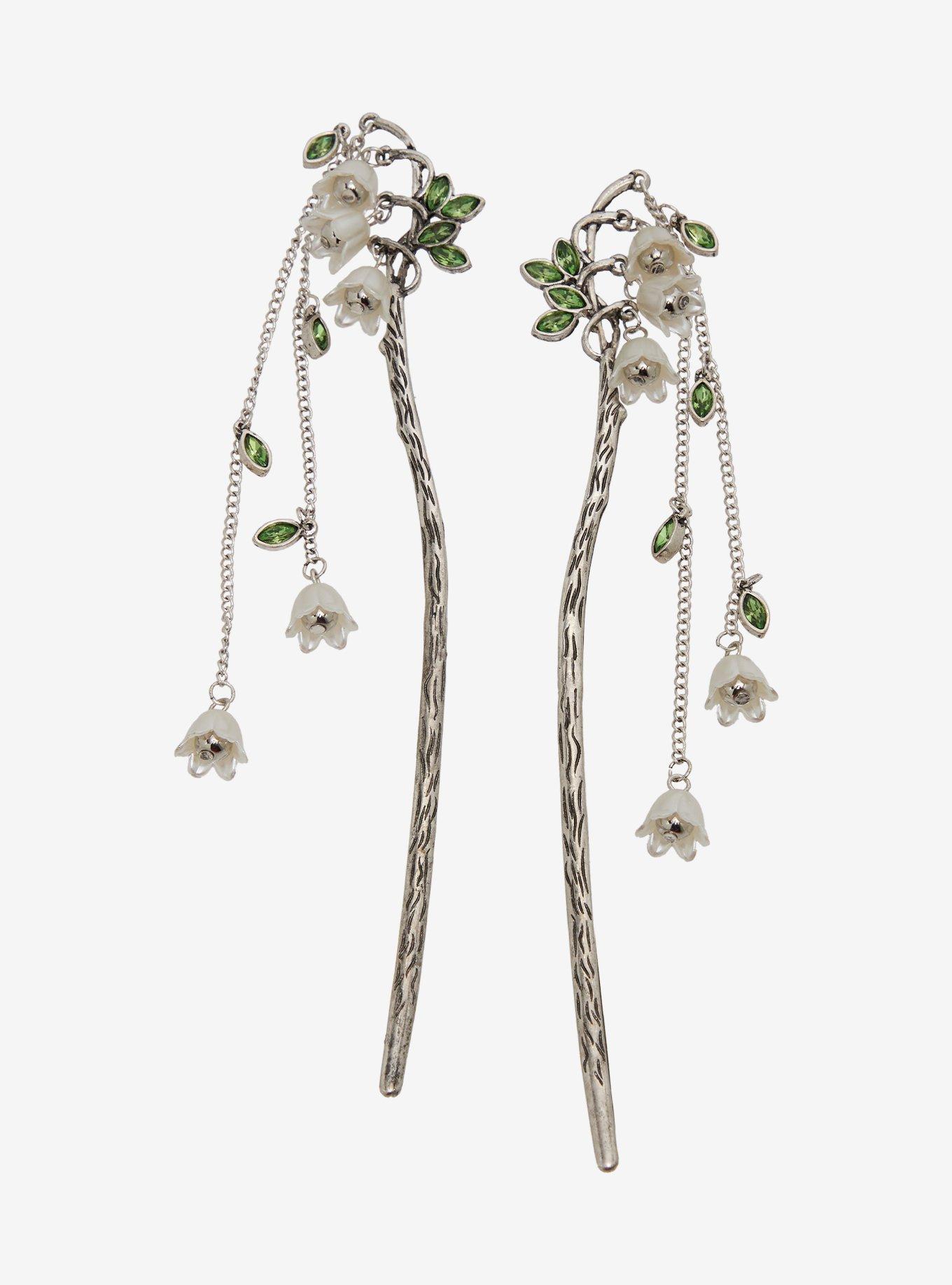 Thorn & Fable Dangling Lily Hair Stick Set, , alternate