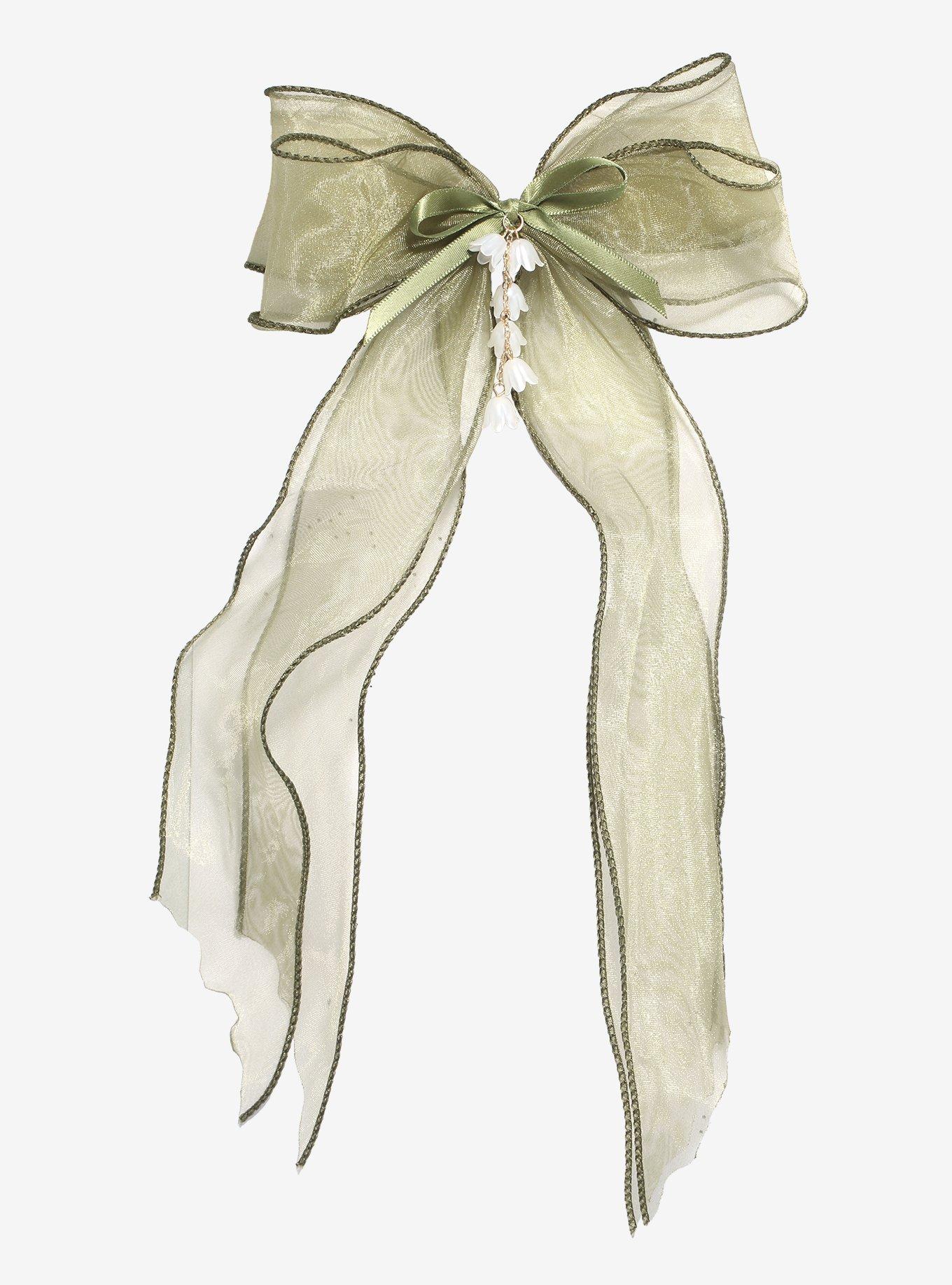 Thorn & Fable Lily Of The Valley Organza Hair Bow, , hi-res