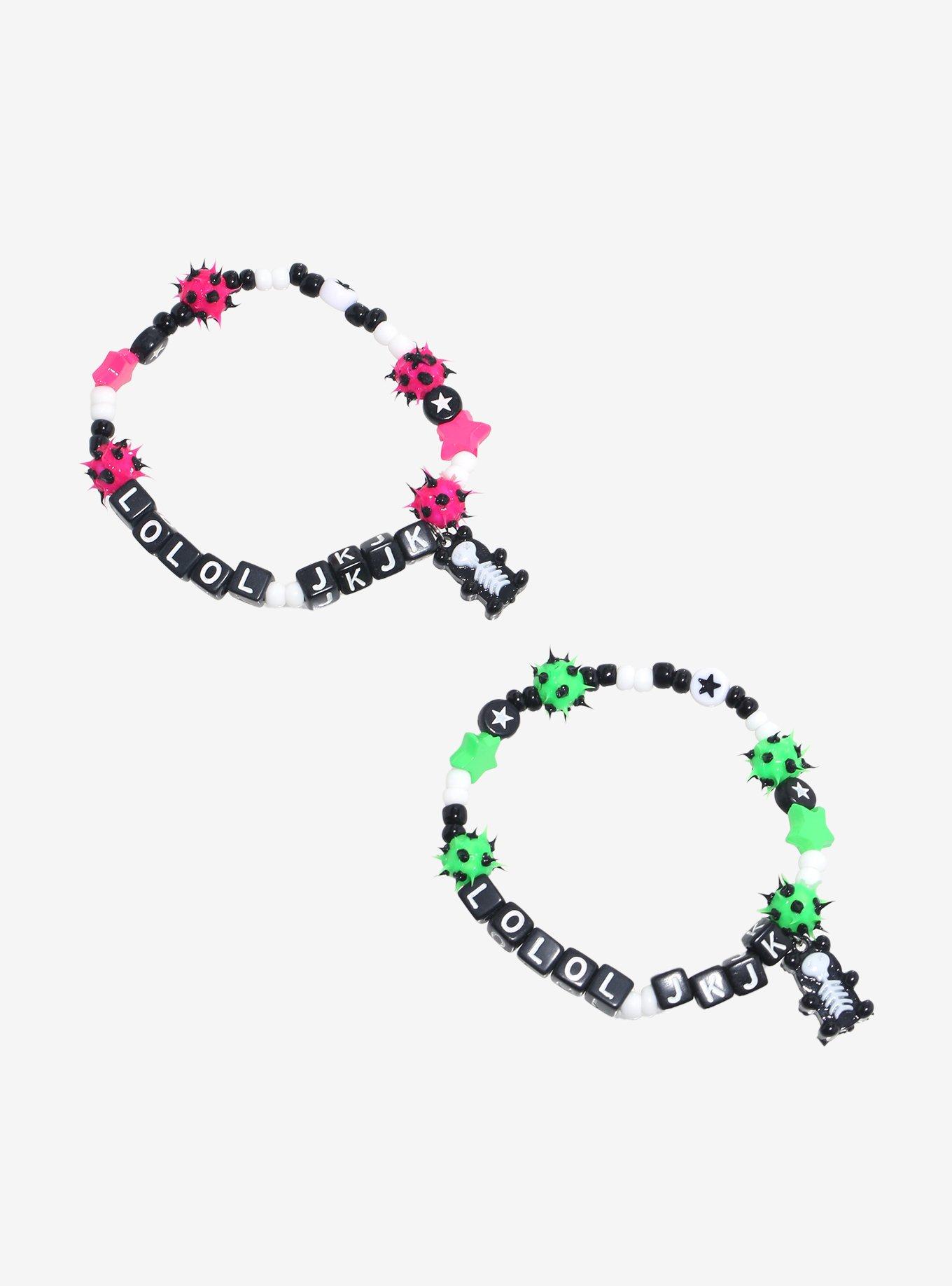 Emo LOL JK Best Friend Bead Bracelet Set, , hi-res
