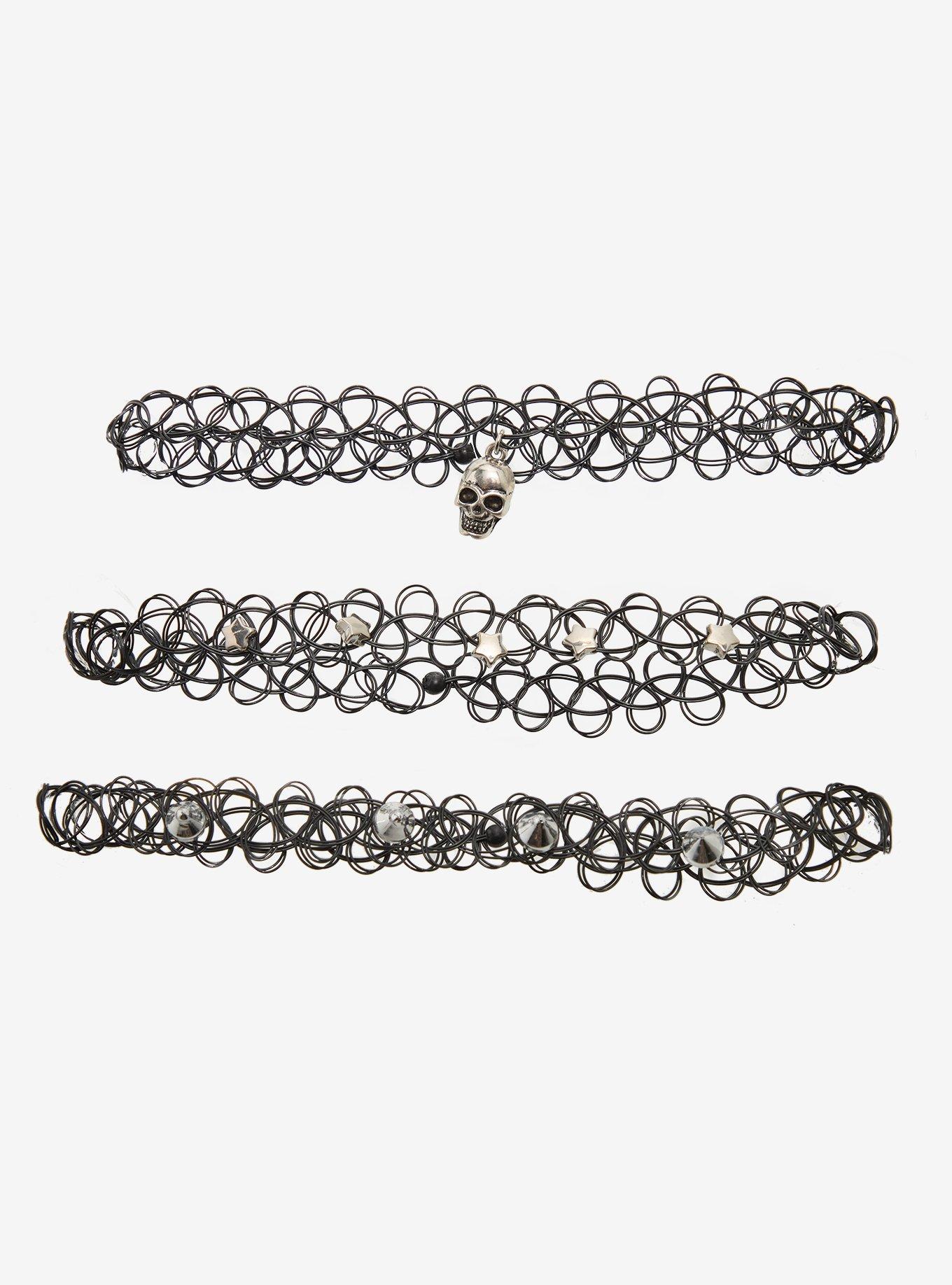 Skull Spike & Star Tattoo Choker Set, , hi-res