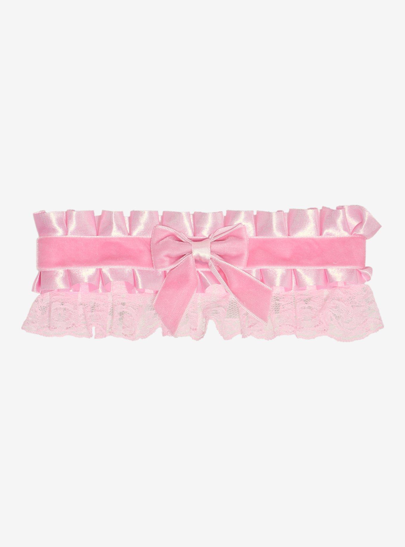 Sweet Society Pink Lace Ribbon Choker, , hi-res
