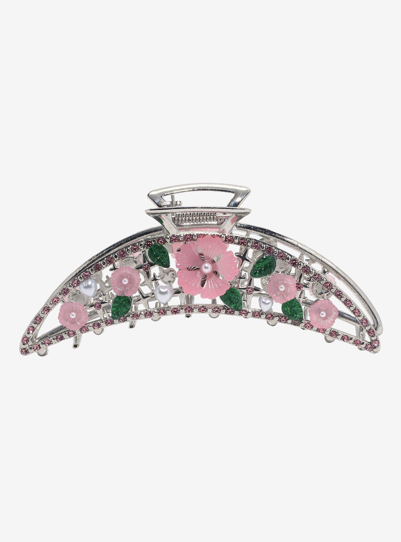 Sweet Society Pink Floral Bling Claw Hair Clip, , hi-res