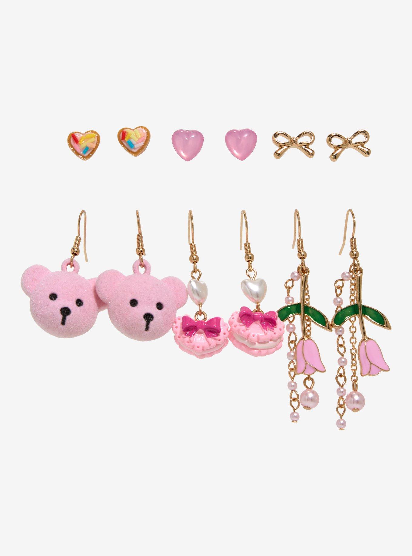 Sweet Society Pink Bear Sweets Earring Set, , hi-res