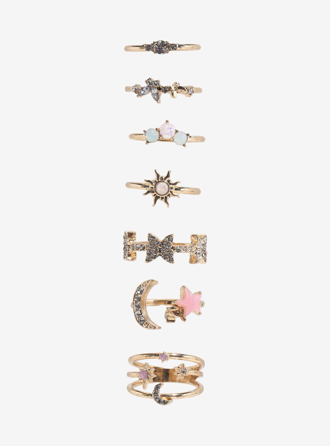 Cosmic Aura Celestial Butterfly Bling Ring Set, , hi-res
