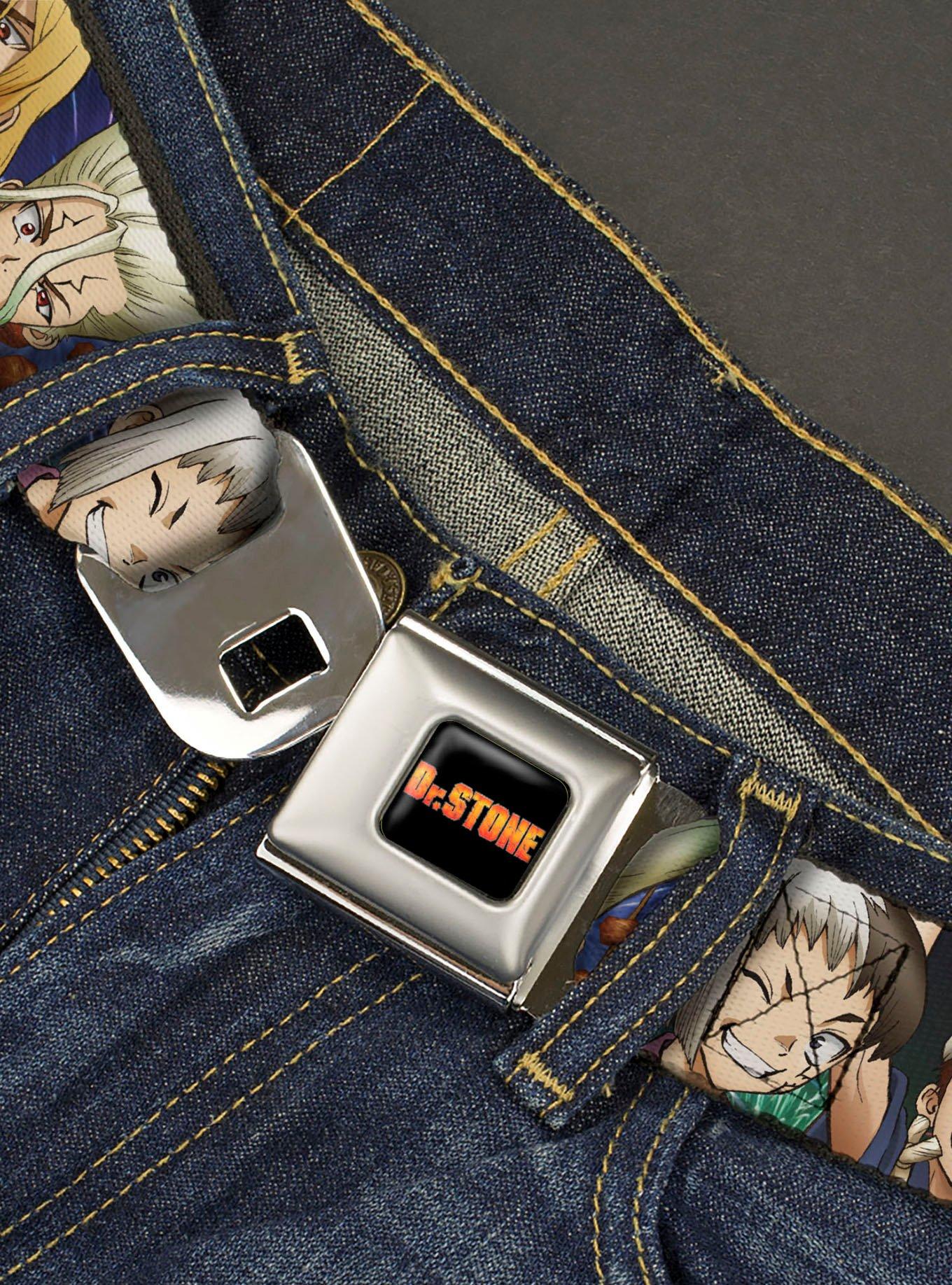 Dr. Stone Character Group Faces Close Up Youth Seatbelt Buckle Belt, , hi-res