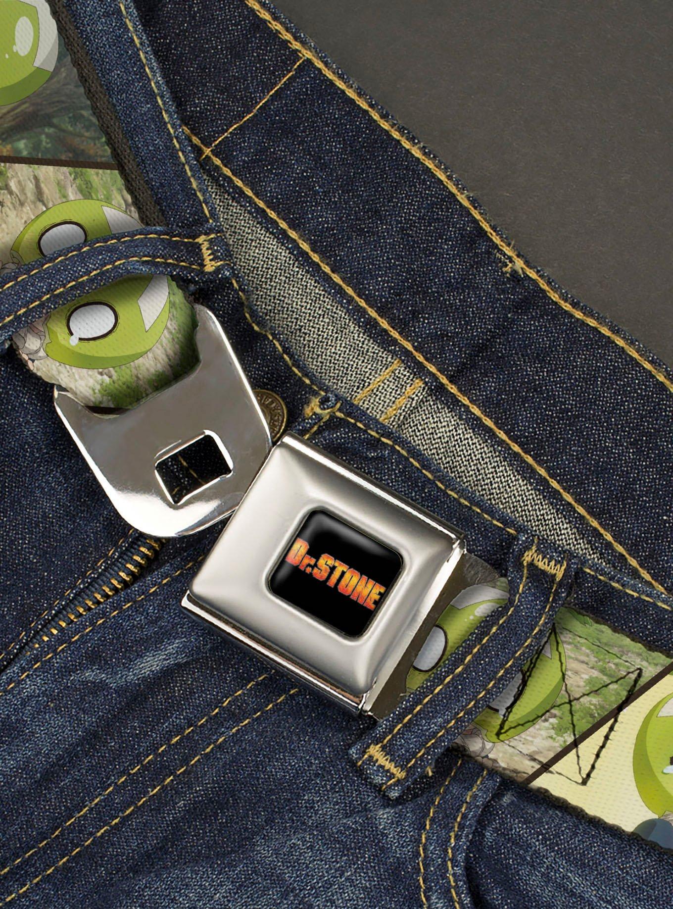 Dr. Stone Title Logo & Suika Pose Blocks Seatbelt Buckle Belt, , hi-res