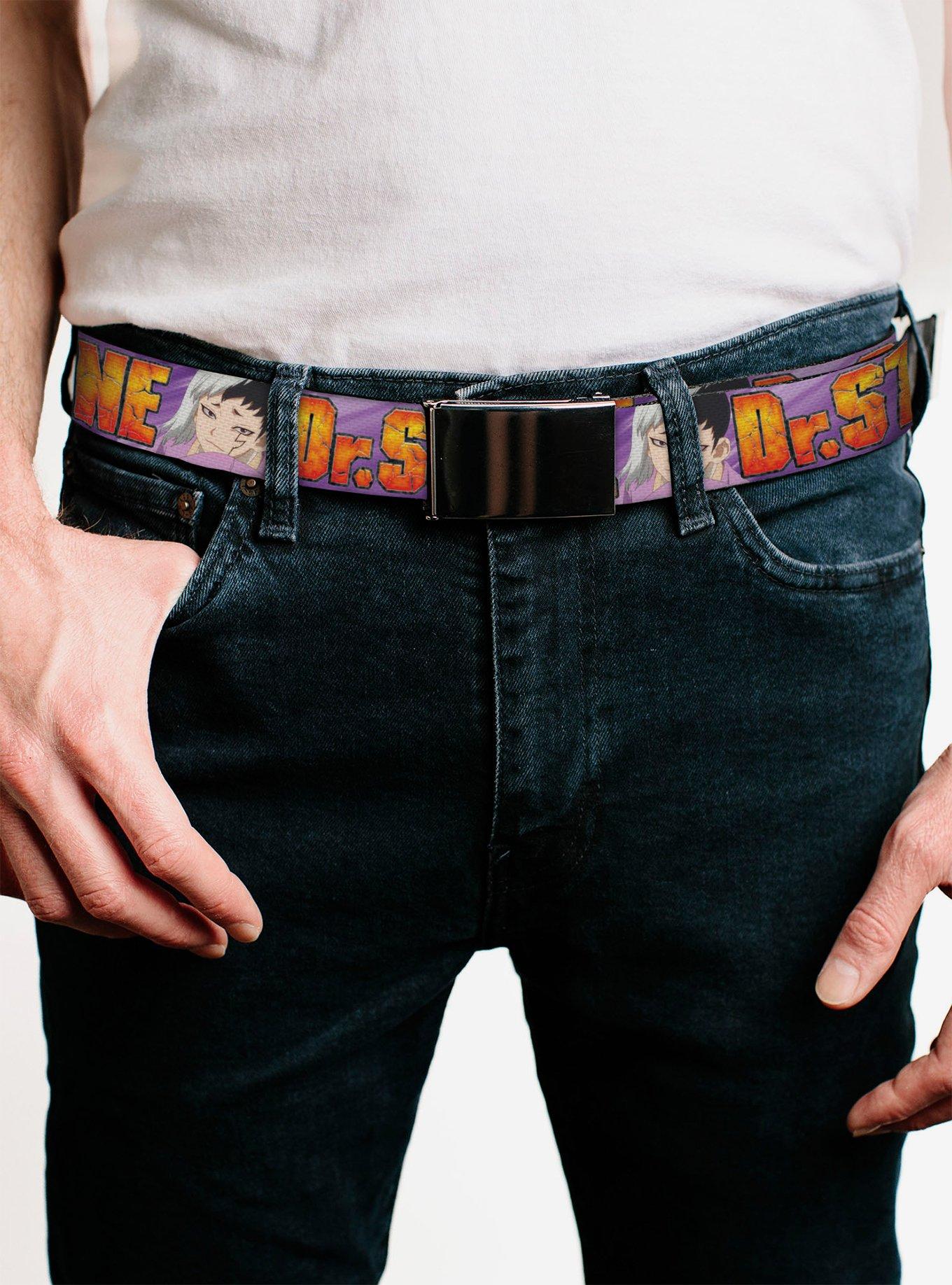 Dr. Stone Title Logo & Gen Asagiri Face Purples Flip Web Belt, , hi-res
