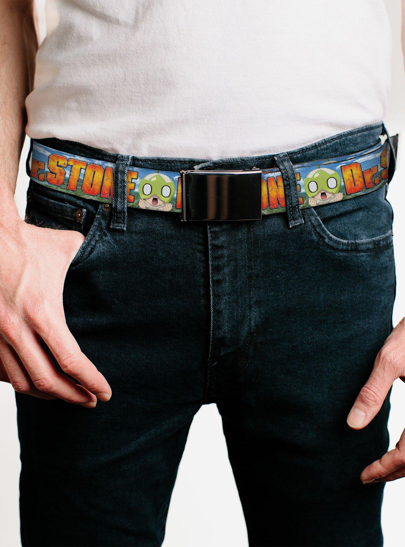 Dr. Stone Title Logo & Suika Surprised Pose Blues Flip Web Belt