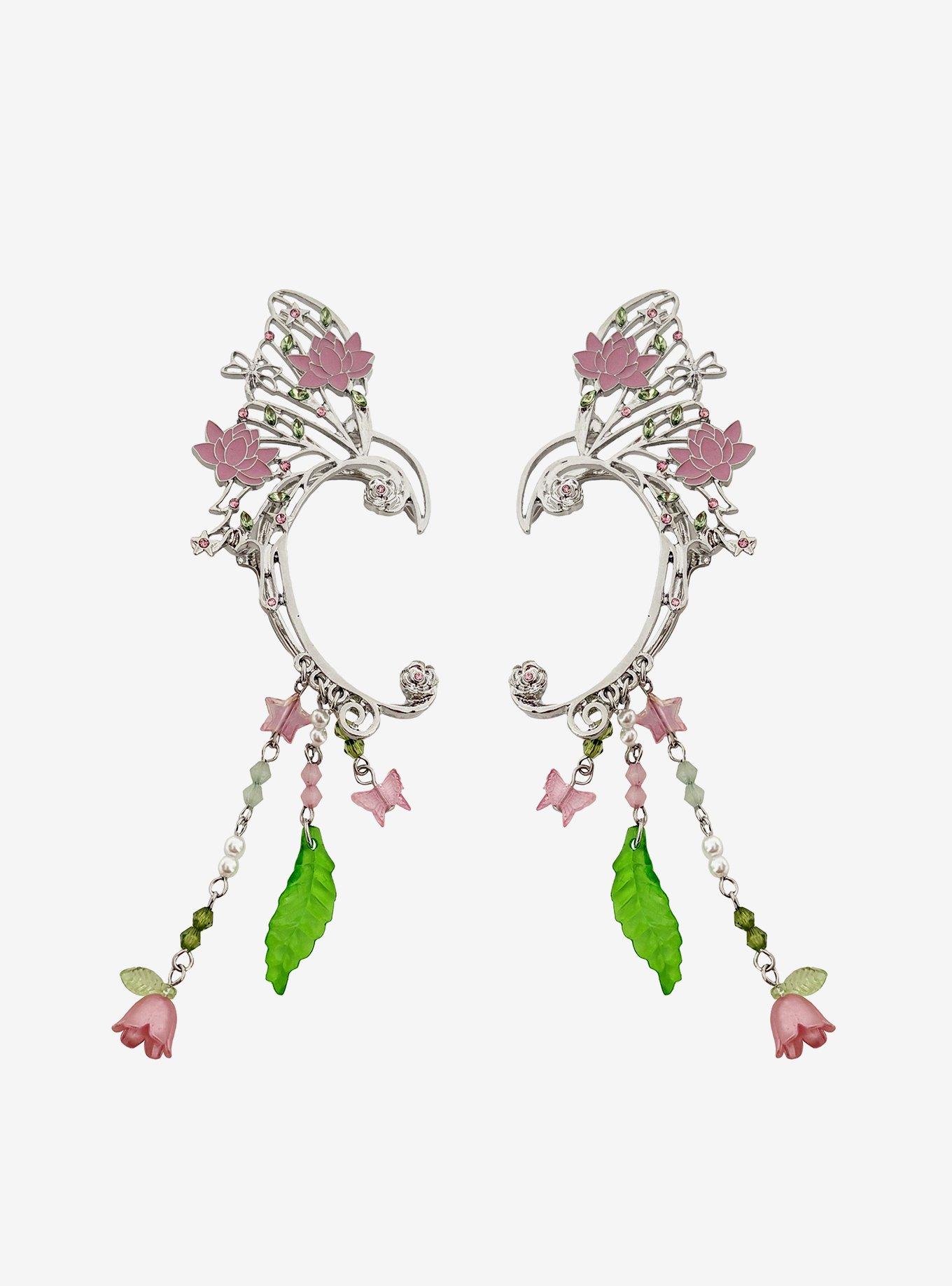 Thorn & Fable Fairy Wing Leaf Ear Cuffs, , hi-res