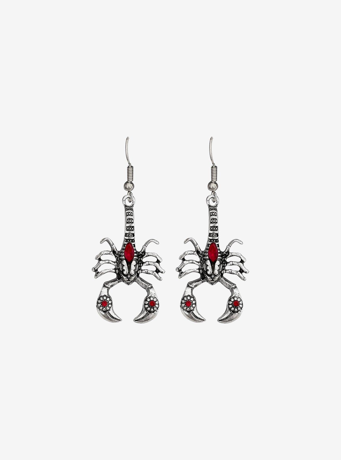 Red Jewel Scorpion Drop Earrings, , hi-res