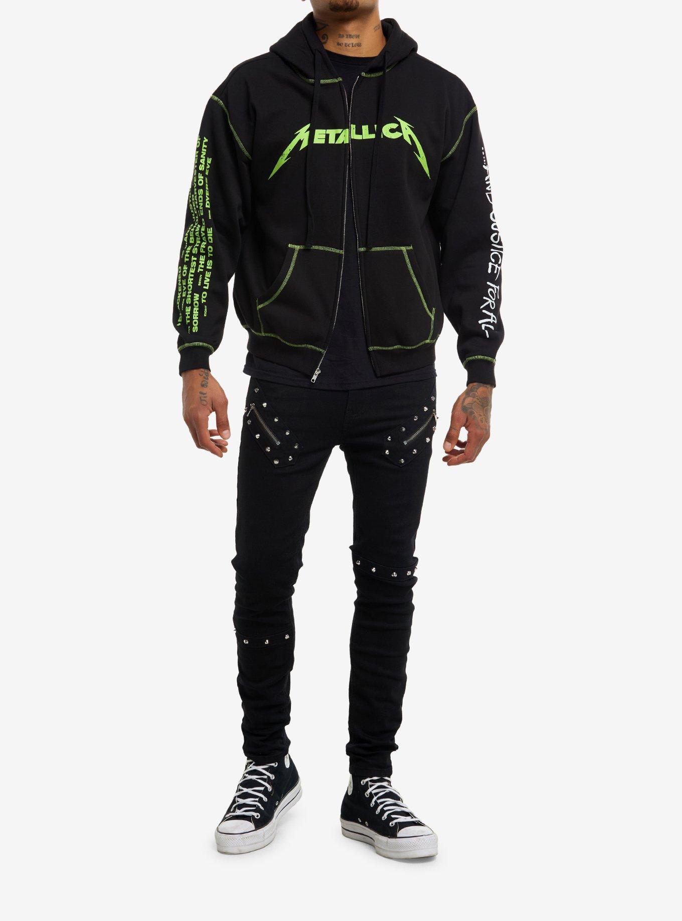 Metallica ...And Justice For All Contrast Stitch Hoodie, BLACK, alternate