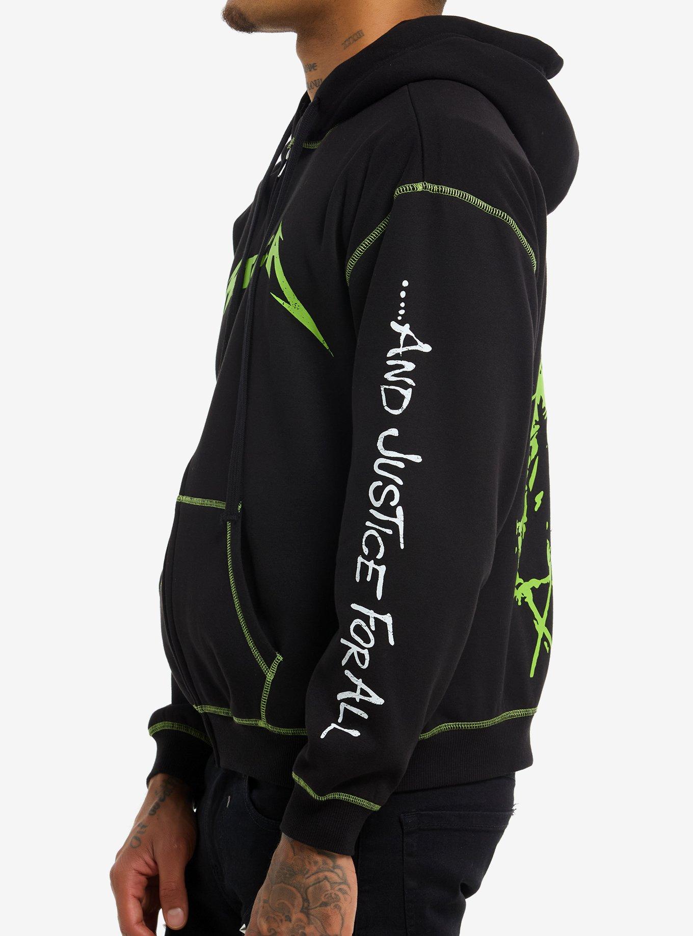 Metallica ...And Justice For All Contrast Stitch Hoodie, BLACK, alternate