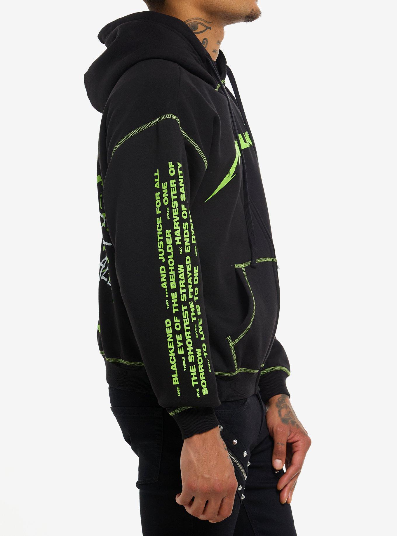 Metallica ...And Justice For All Contrast Stitch Hoodie, BLACK, alternate